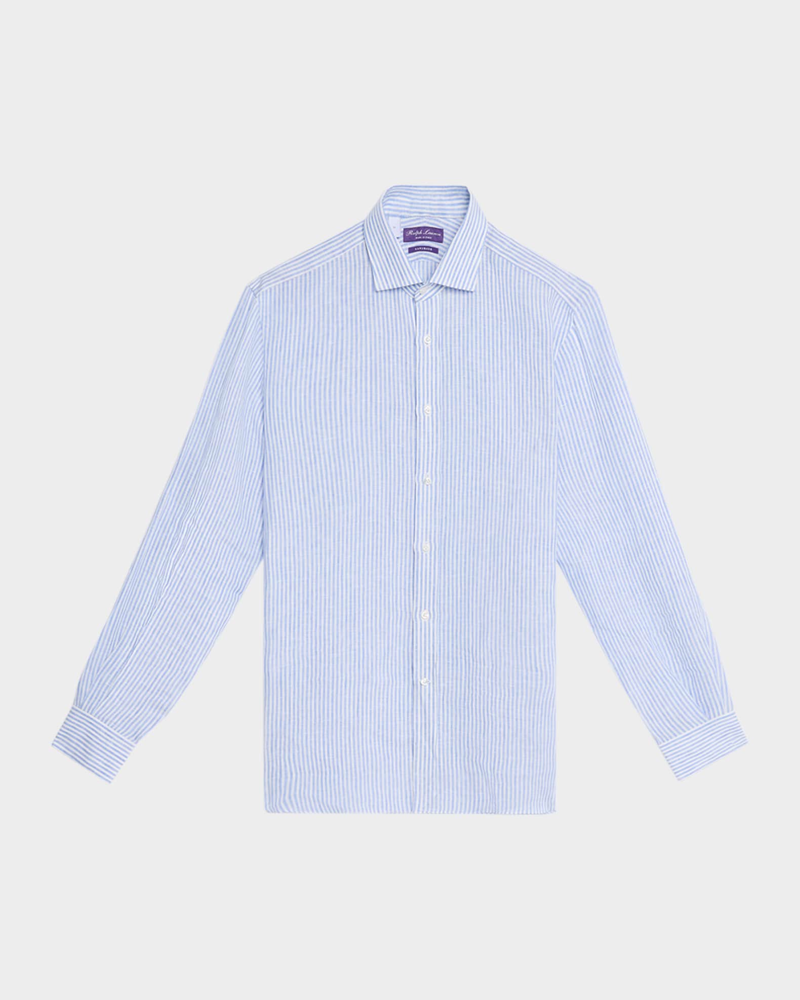Men's  Handmade Striped Linen Sport Shirt
