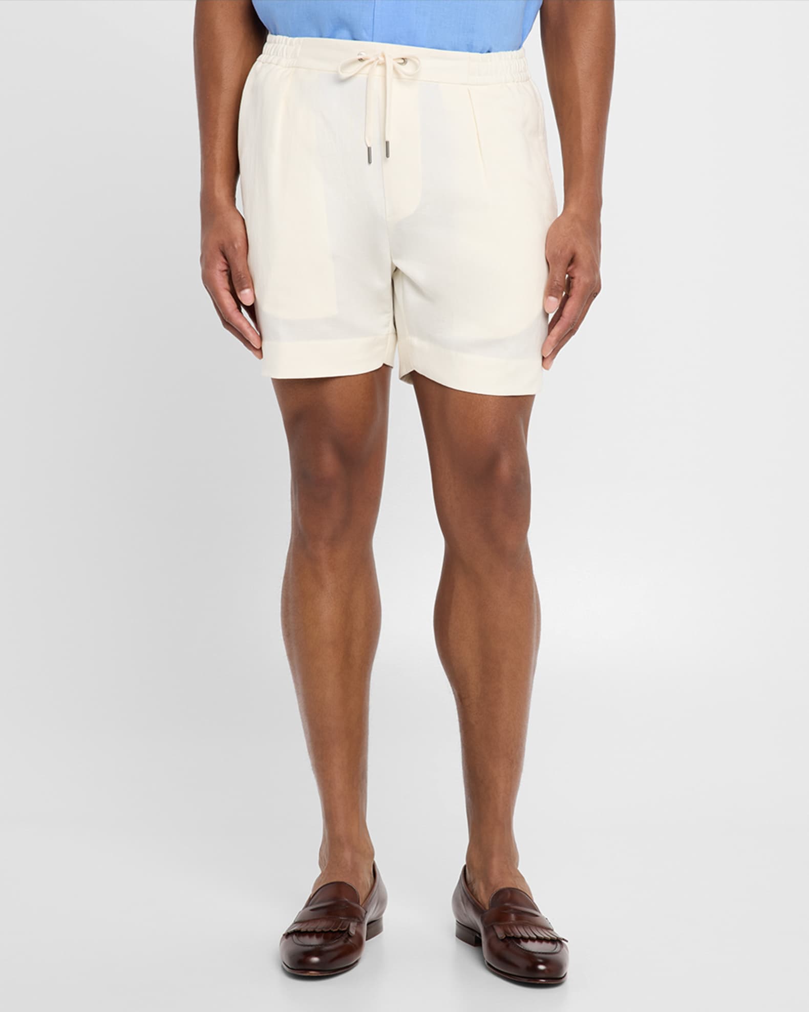 Men's Hand-Tailored Pleated Drawstring Shorts