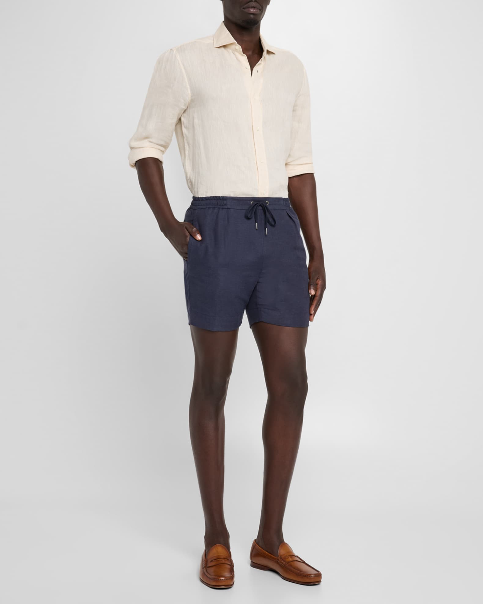 Men's Hand-Tailored Pleated Drawstring Shorts 1
