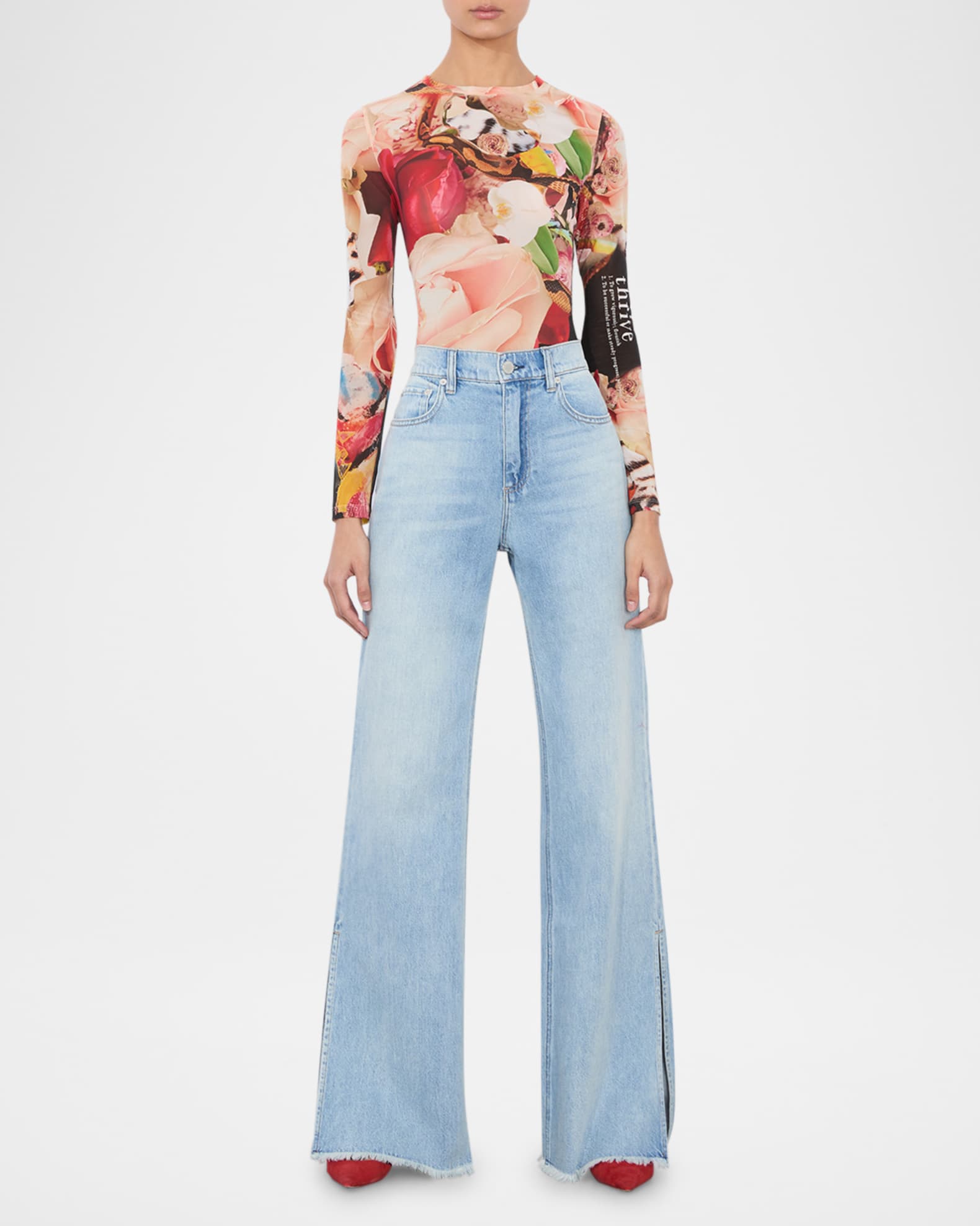 x Kelly Dabbah Delaina Mesh Long-Sleeve Top 1