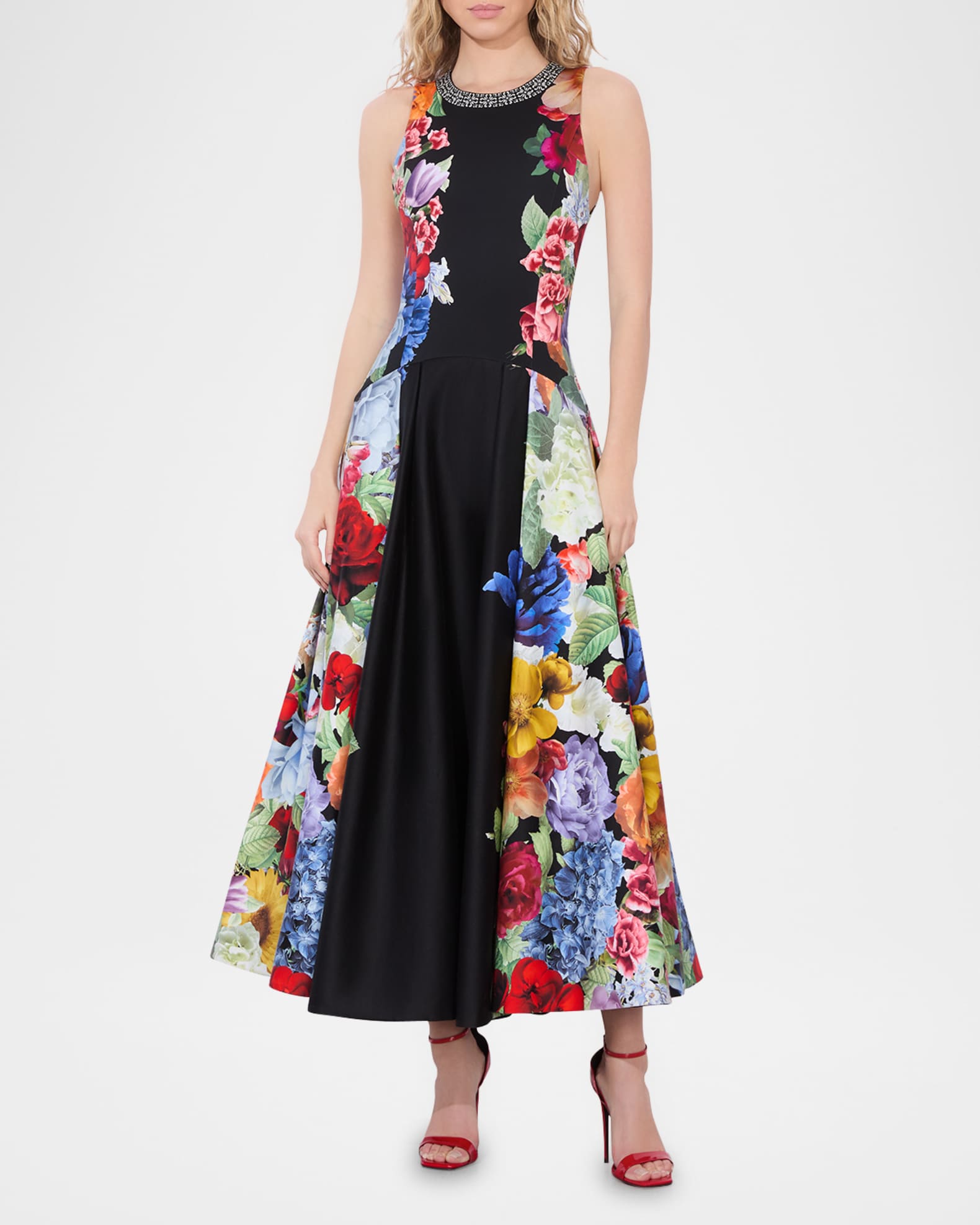 Adley Floral Drop-Waist Midi Dress  1