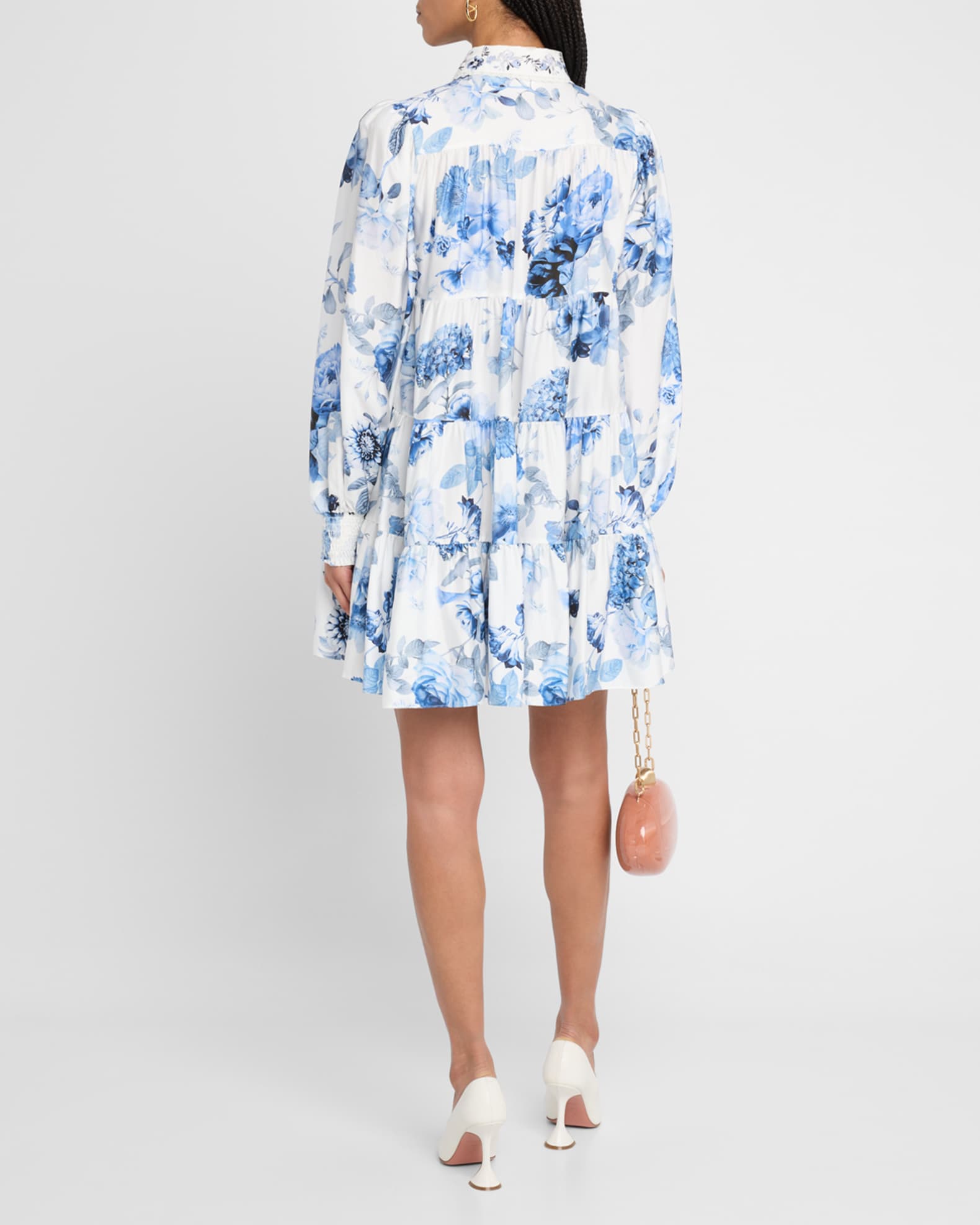 Alice + Olivia Junia Embroidered Collar Mini Shirtdress