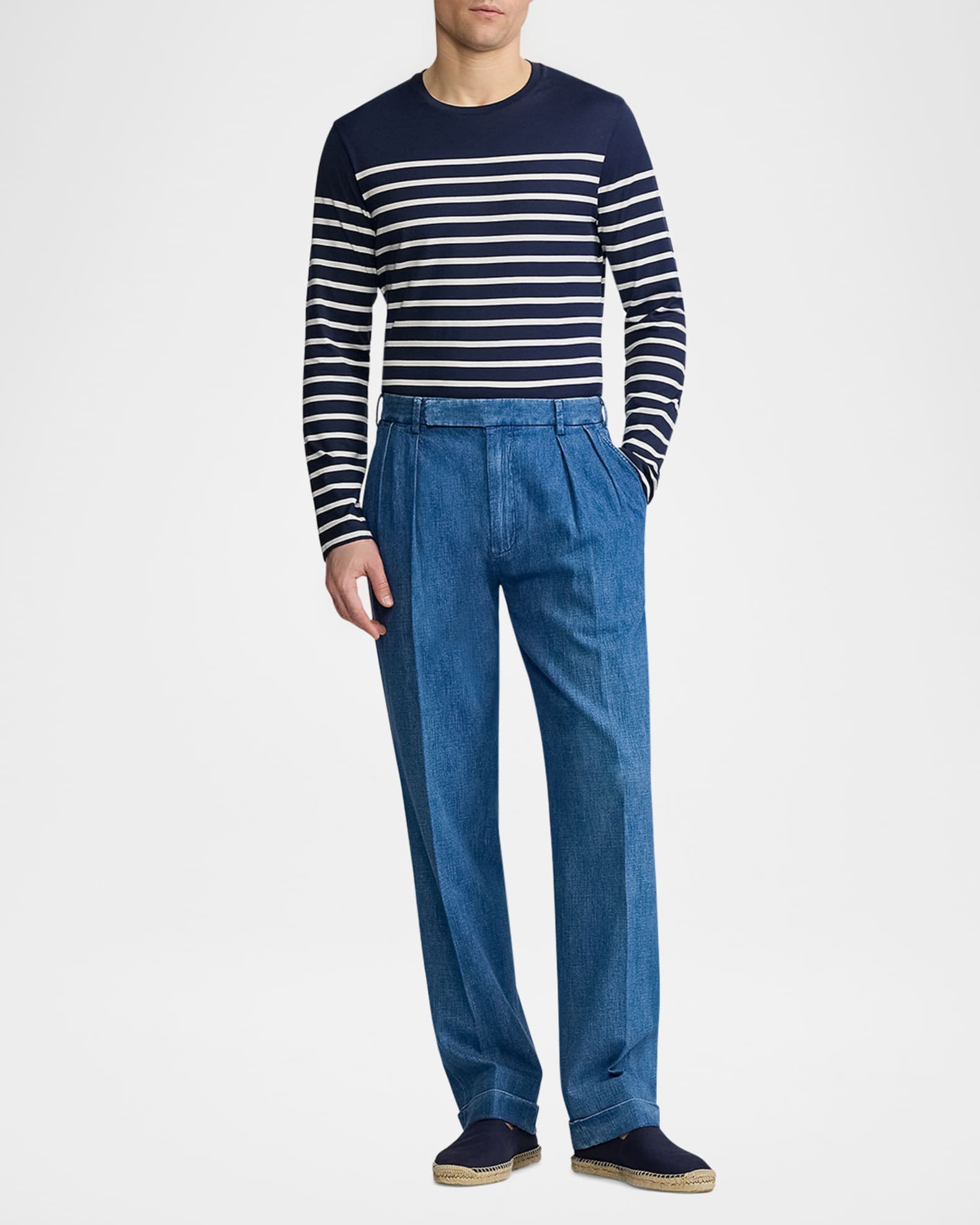 Men's Striped Lisle Long-Sleeve T-Shirt - Thumbnail 2