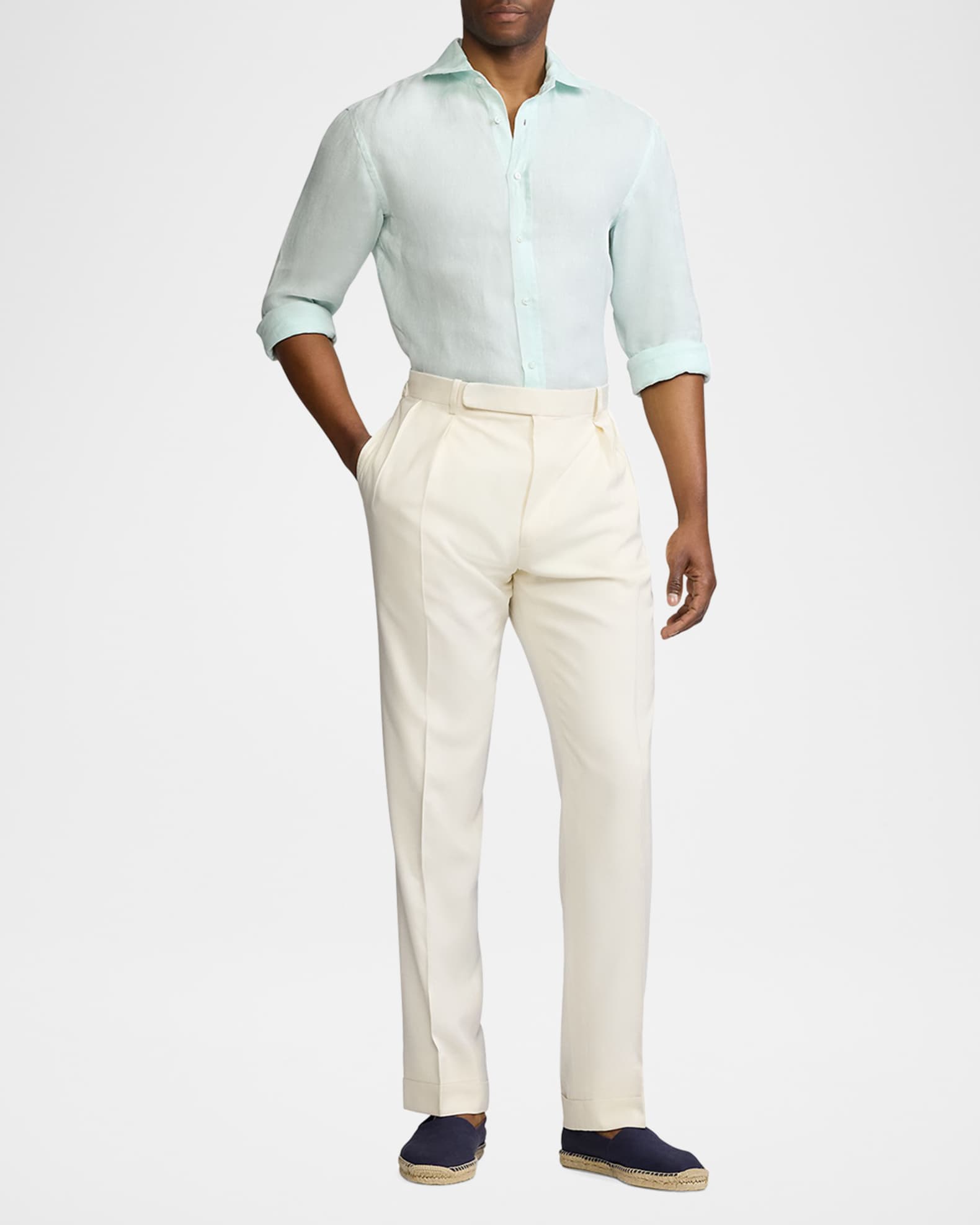 Men's Basketweave Linen Sport Shirt 1