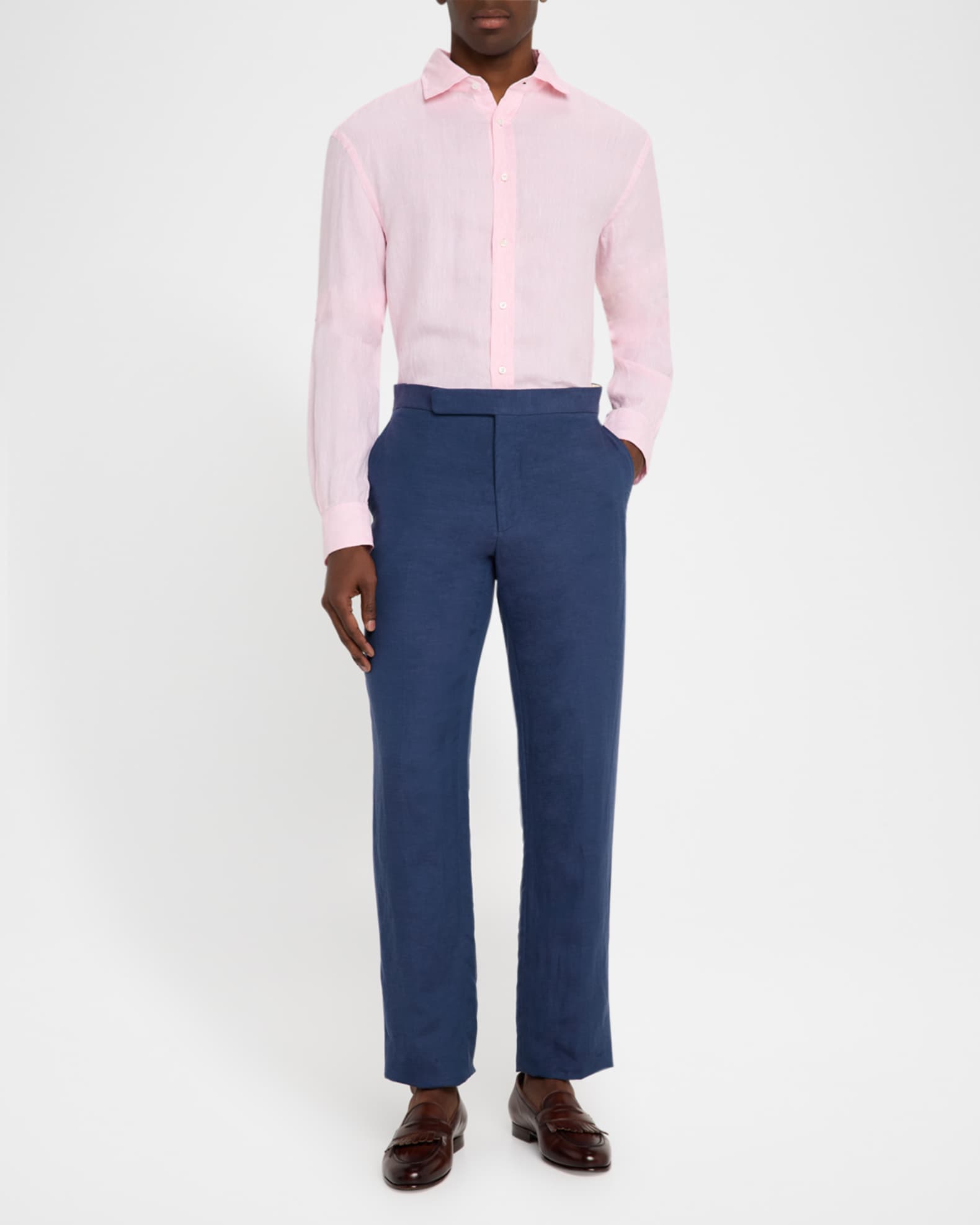 Men's Basketweave Linen Sport Shirt - Thumbnail 2
