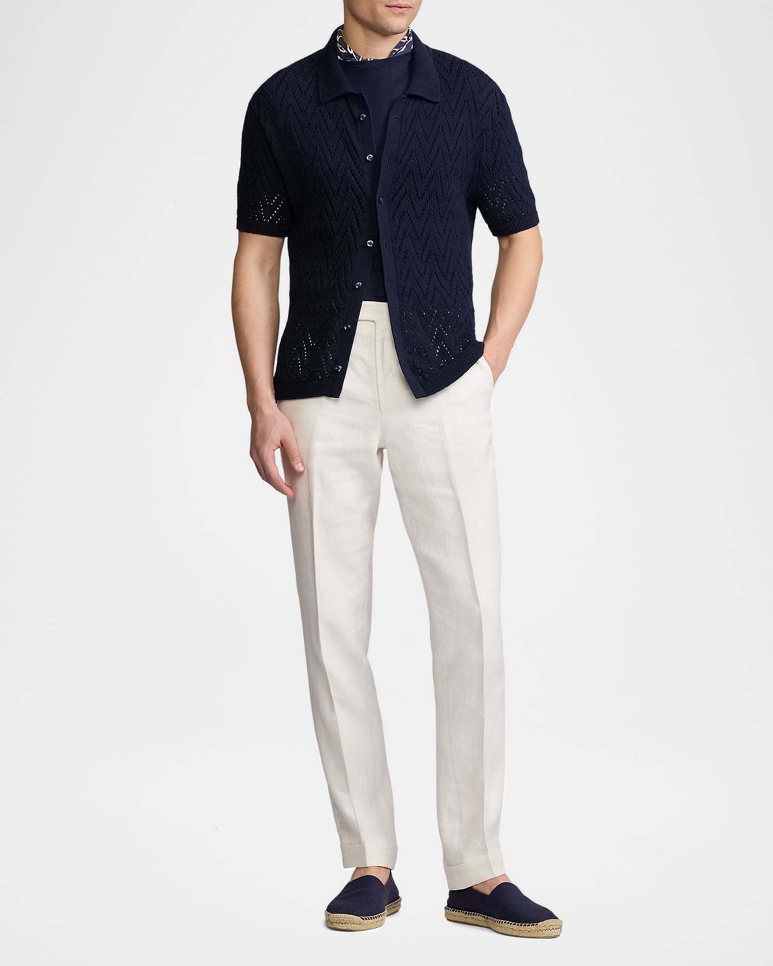 Men's Textured Short-Sleeve Cardigan 1