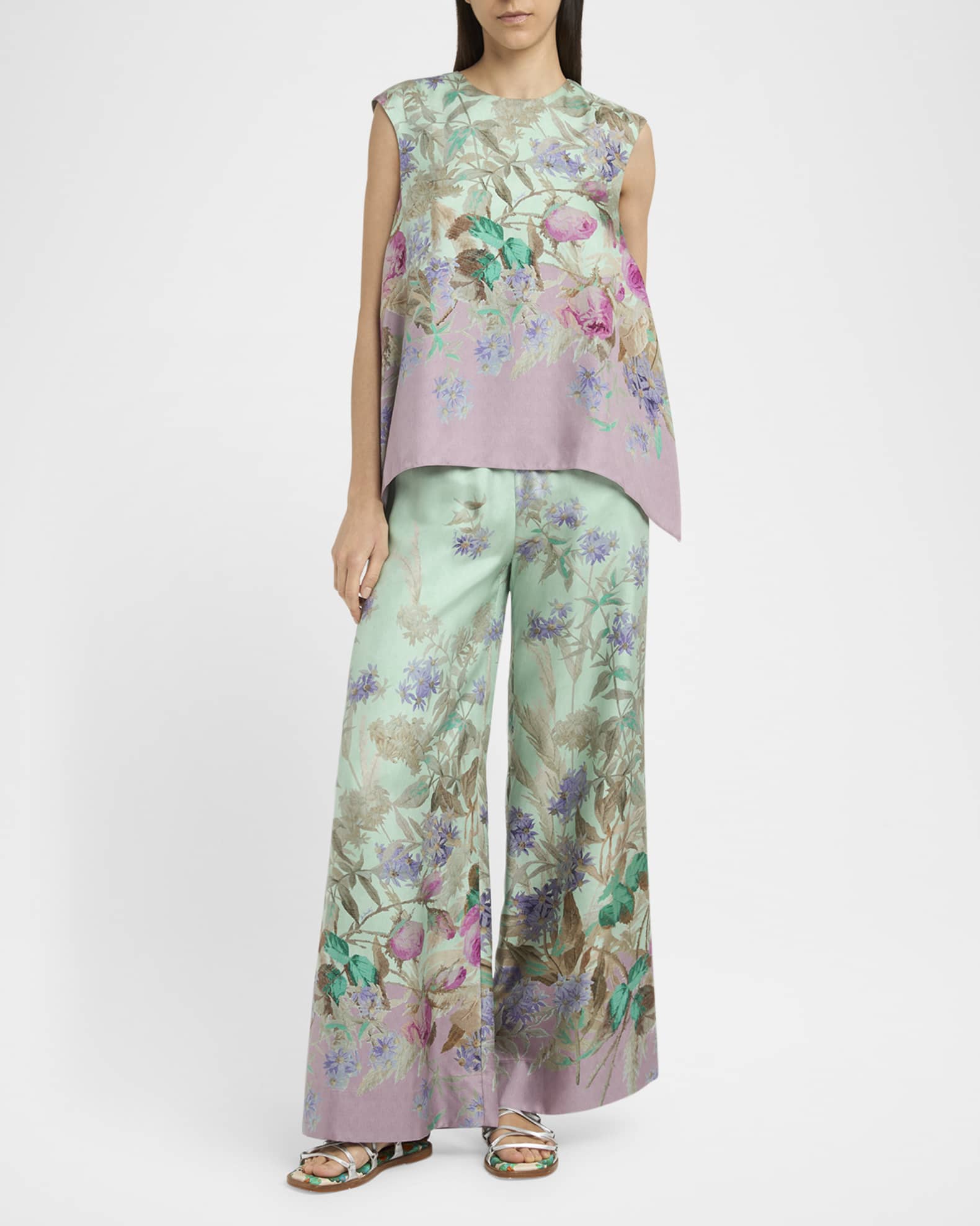 Degrade Floral Wide-Leg Palazzo Pants 1
