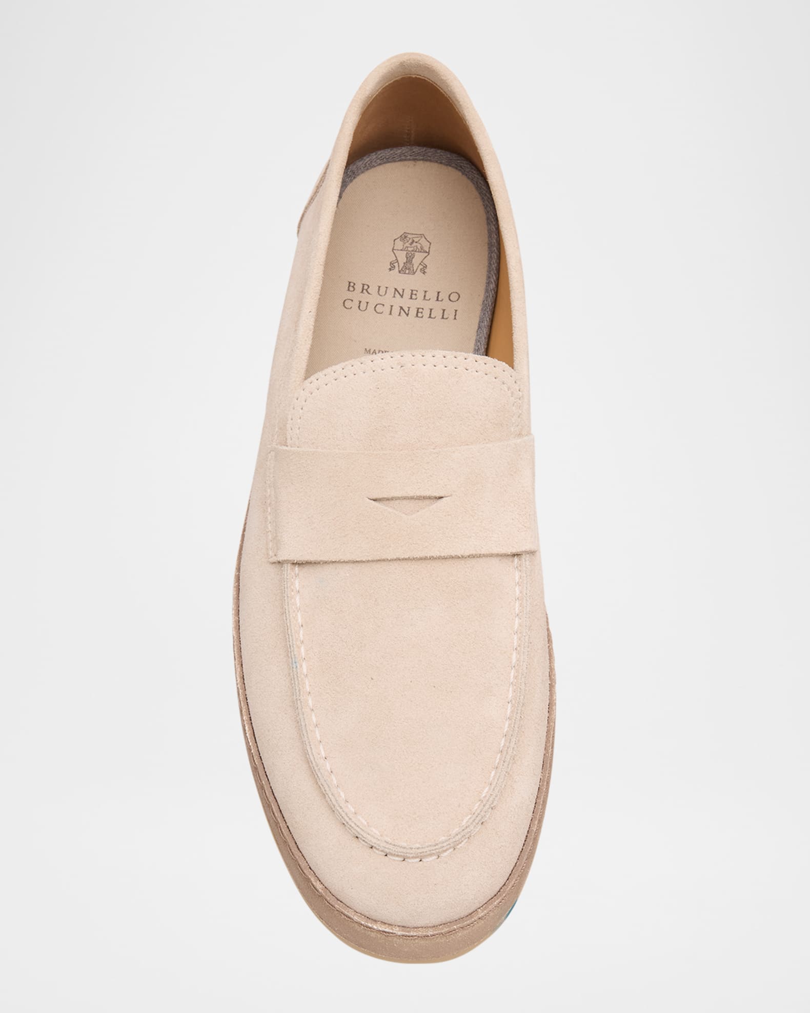Brunello Cucinelli Men's Hybrid Suede Penny Loafers | Neiman Marcus