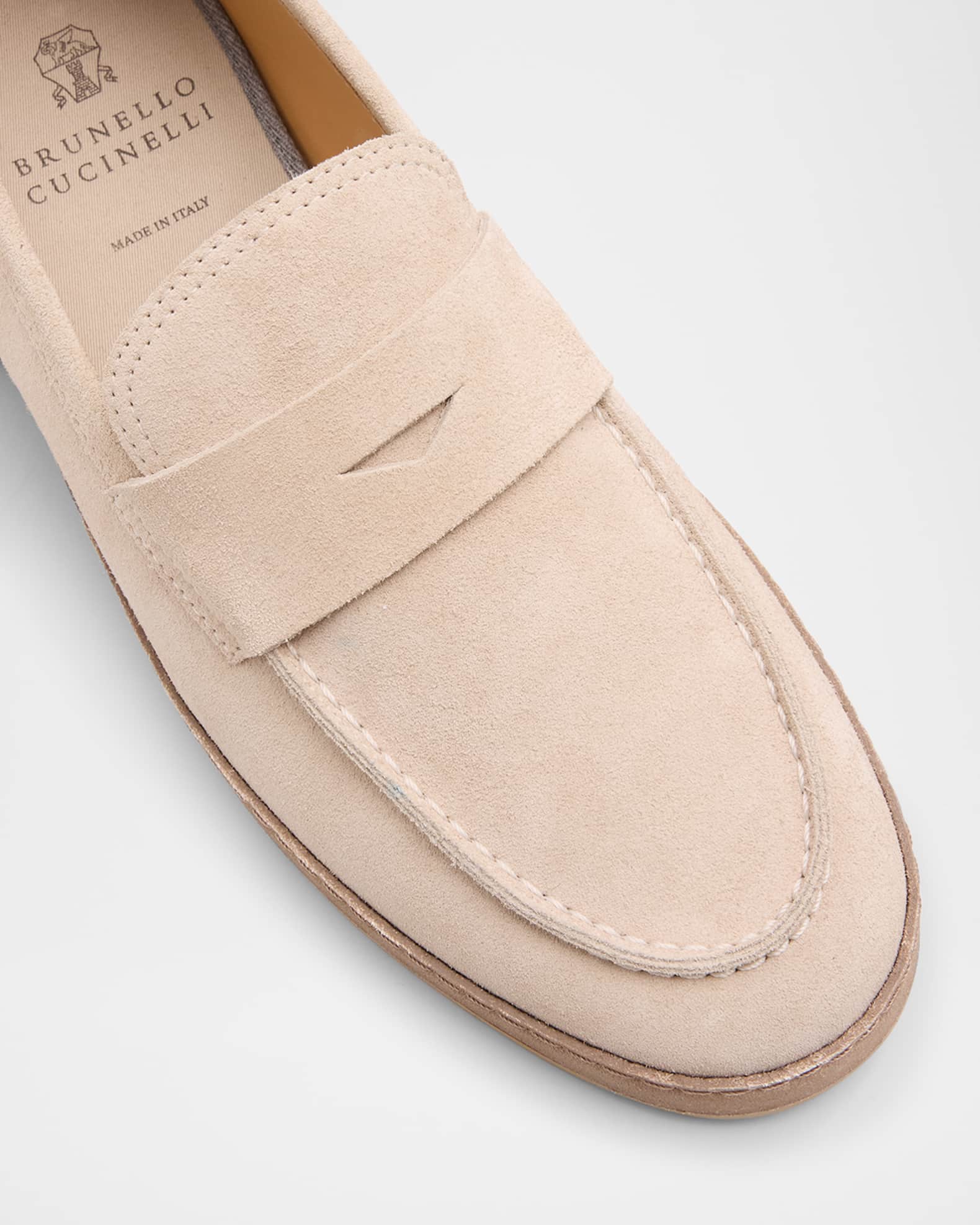 Brunello Cucinelli Men's Hybrid Suede Penny Loafers | Neiman Marcus
