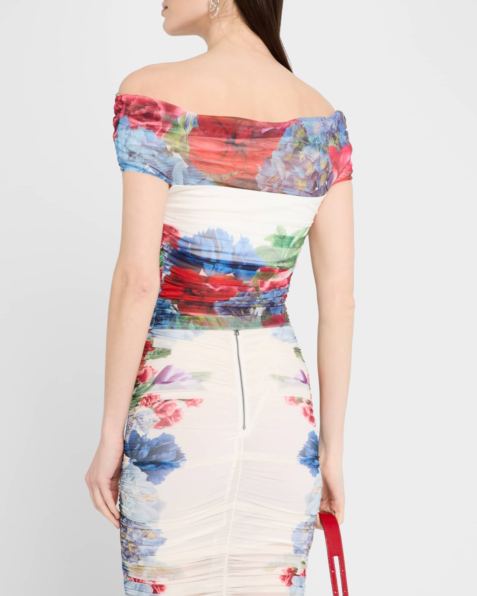ALICE + OLIVIA Isadola Folded Off-Shoulder Ruched Top | Neiman Marcus