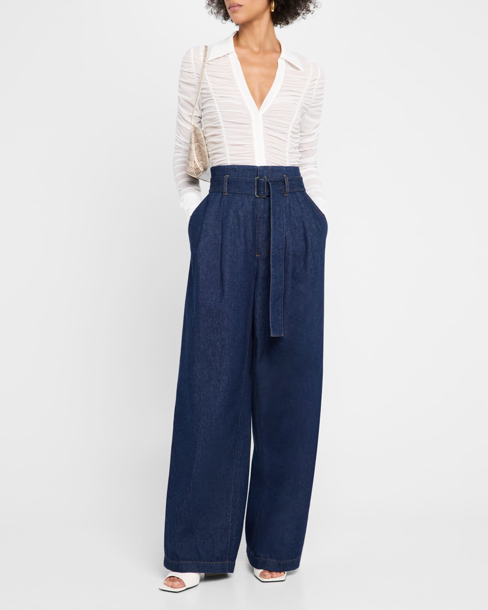 Portia Fitted Mesh Button-Front Shirt 1