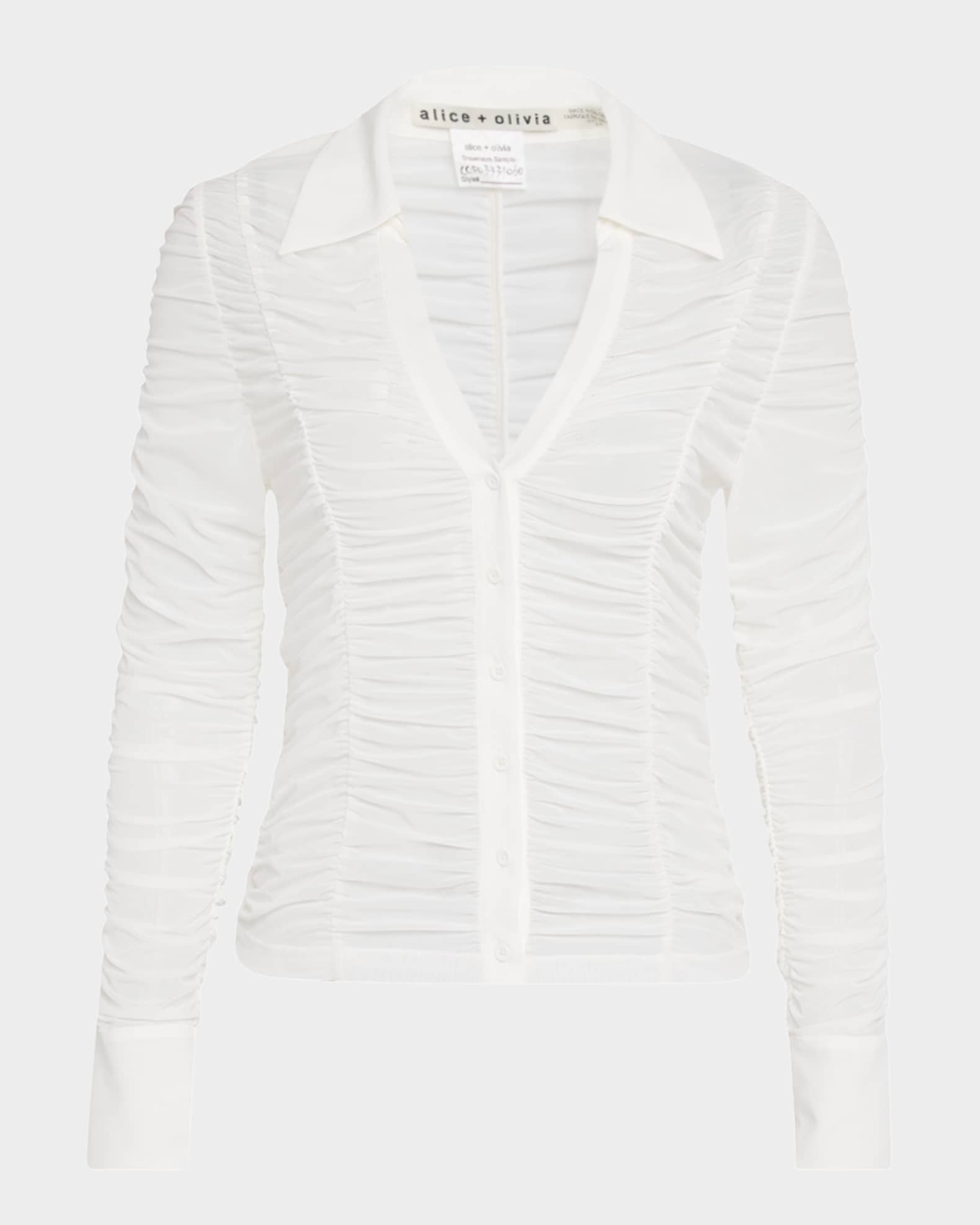 Portia Fitted Mesh Button-Front Shirt 0
