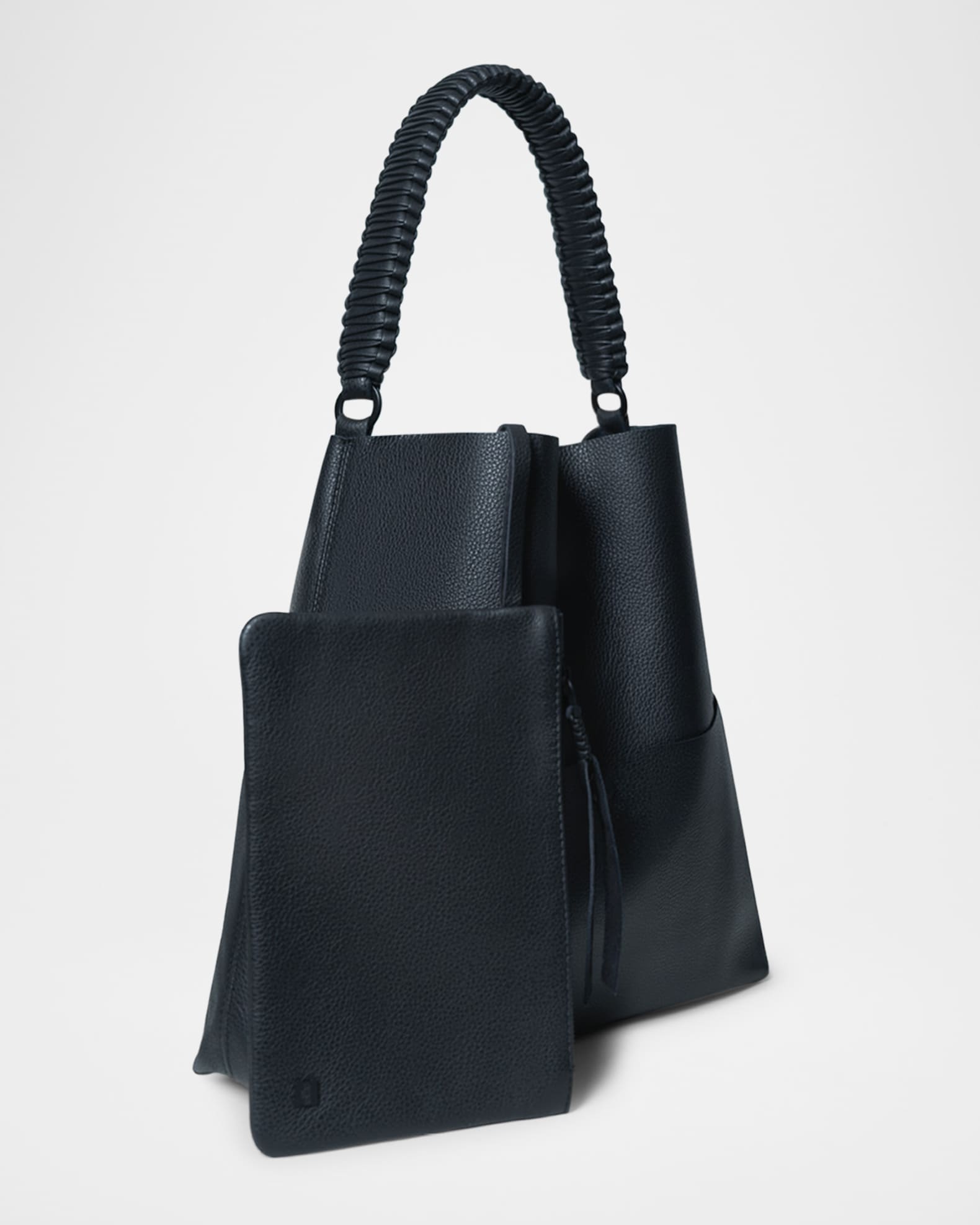 Slim Medium Grained Leather Tote Bag 1