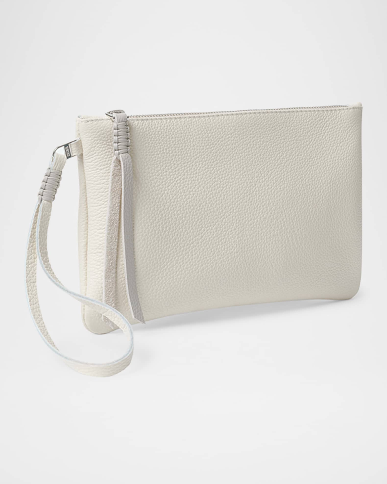 Slim Grained Leather Pochette Clutch Bag  1