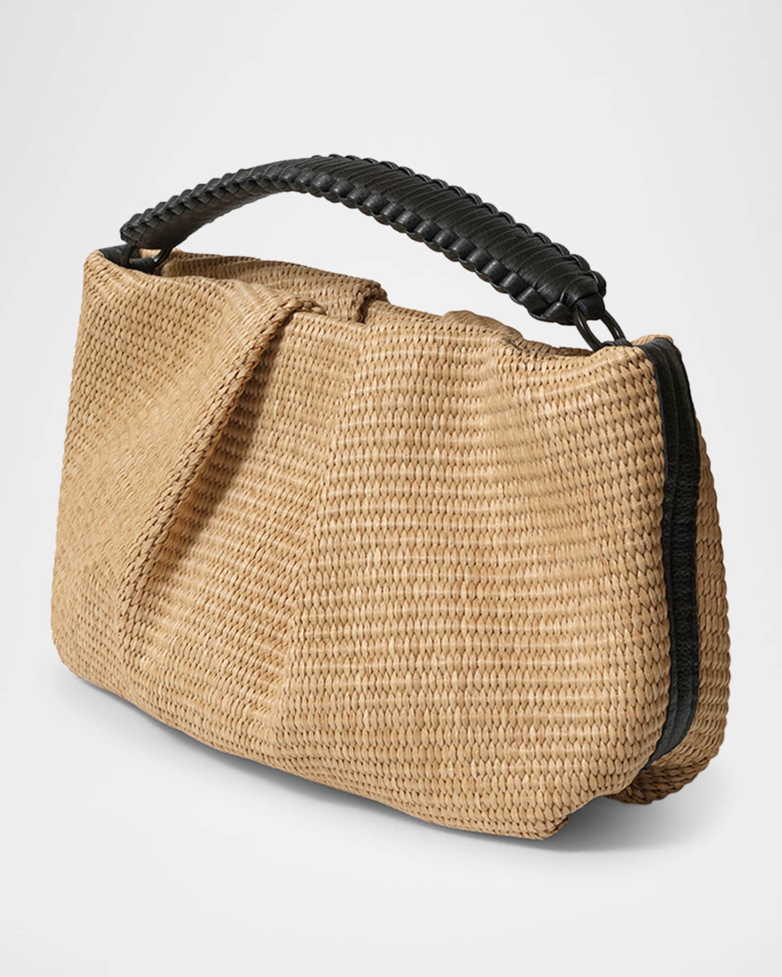 Maxi Pleated Straw Clutch Bag 1