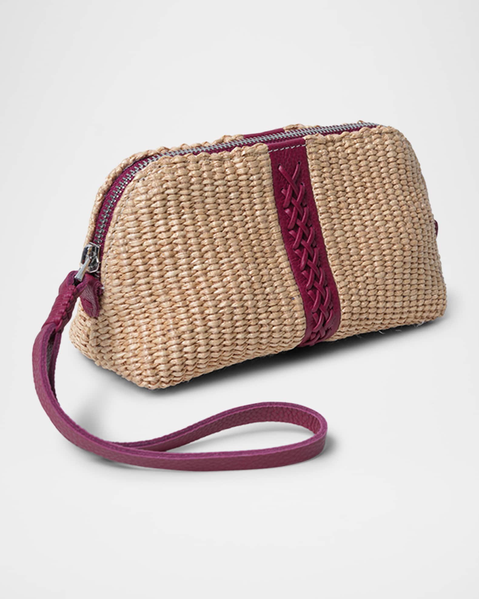 Woven Fabric & Leather Wristlet 1