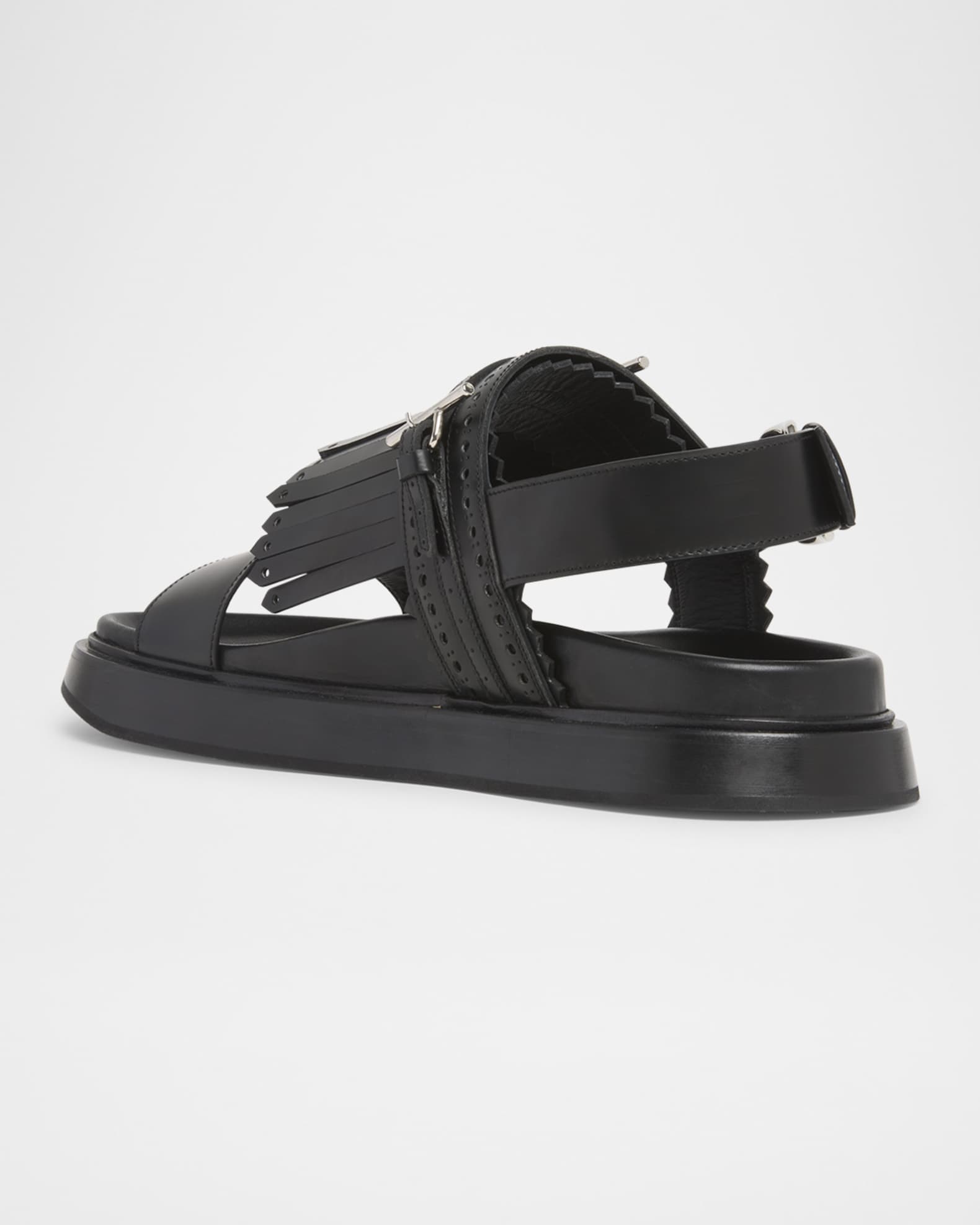 ALEXANDER MCQUEEN Leather sandals with fringe ブラック Alexander McQueen Black Calfskin Fringe Sandal W/ Metal Heel