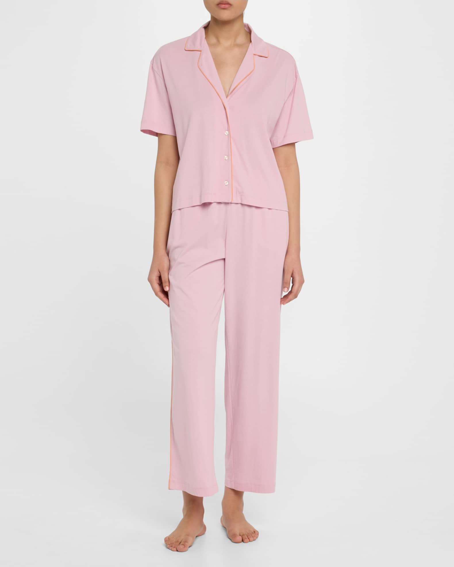 Cecily Cropped Pima Cotton Jersey Pajama Set 1
