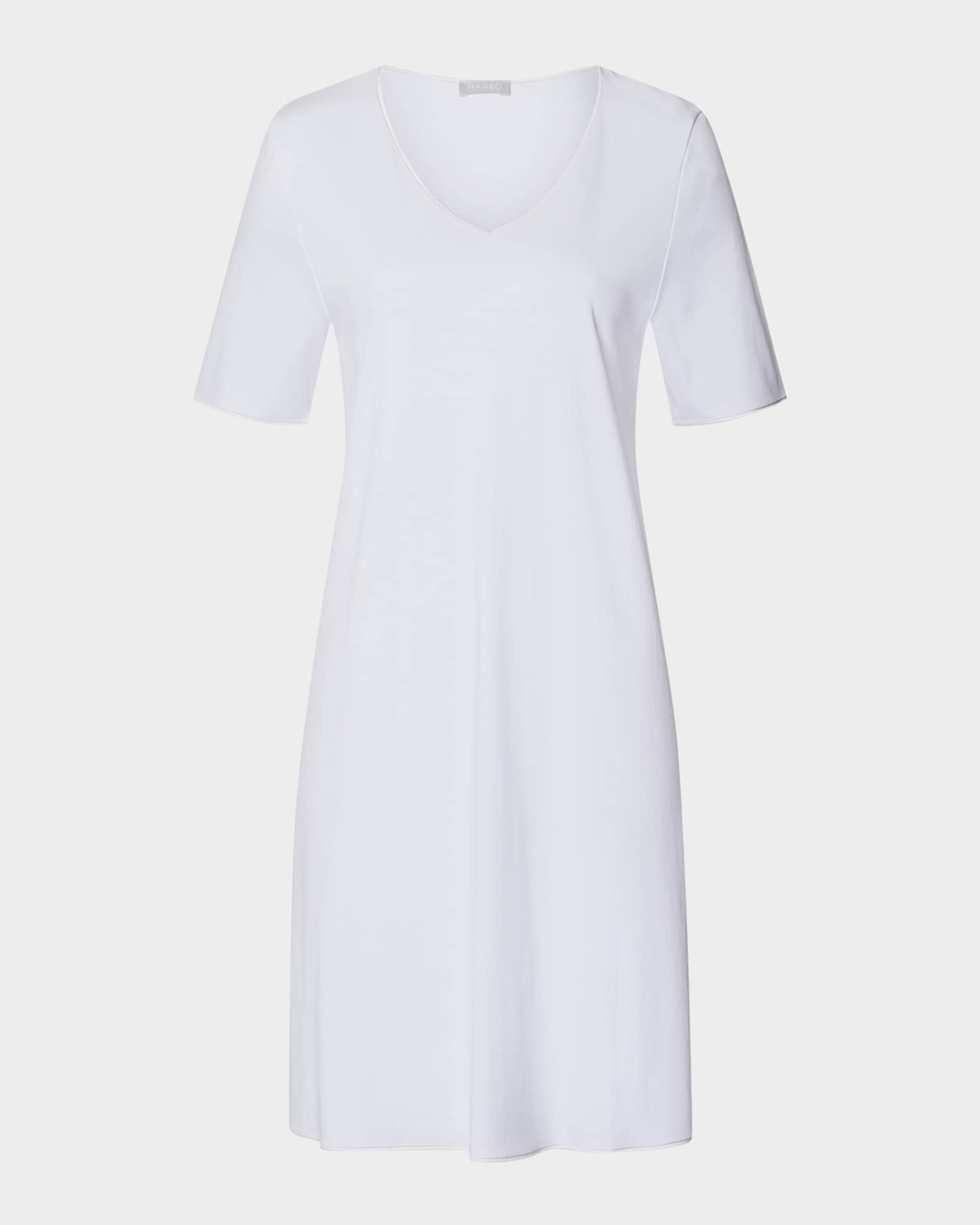 Silk-Trim Mercerized Cotton Nightgown 0