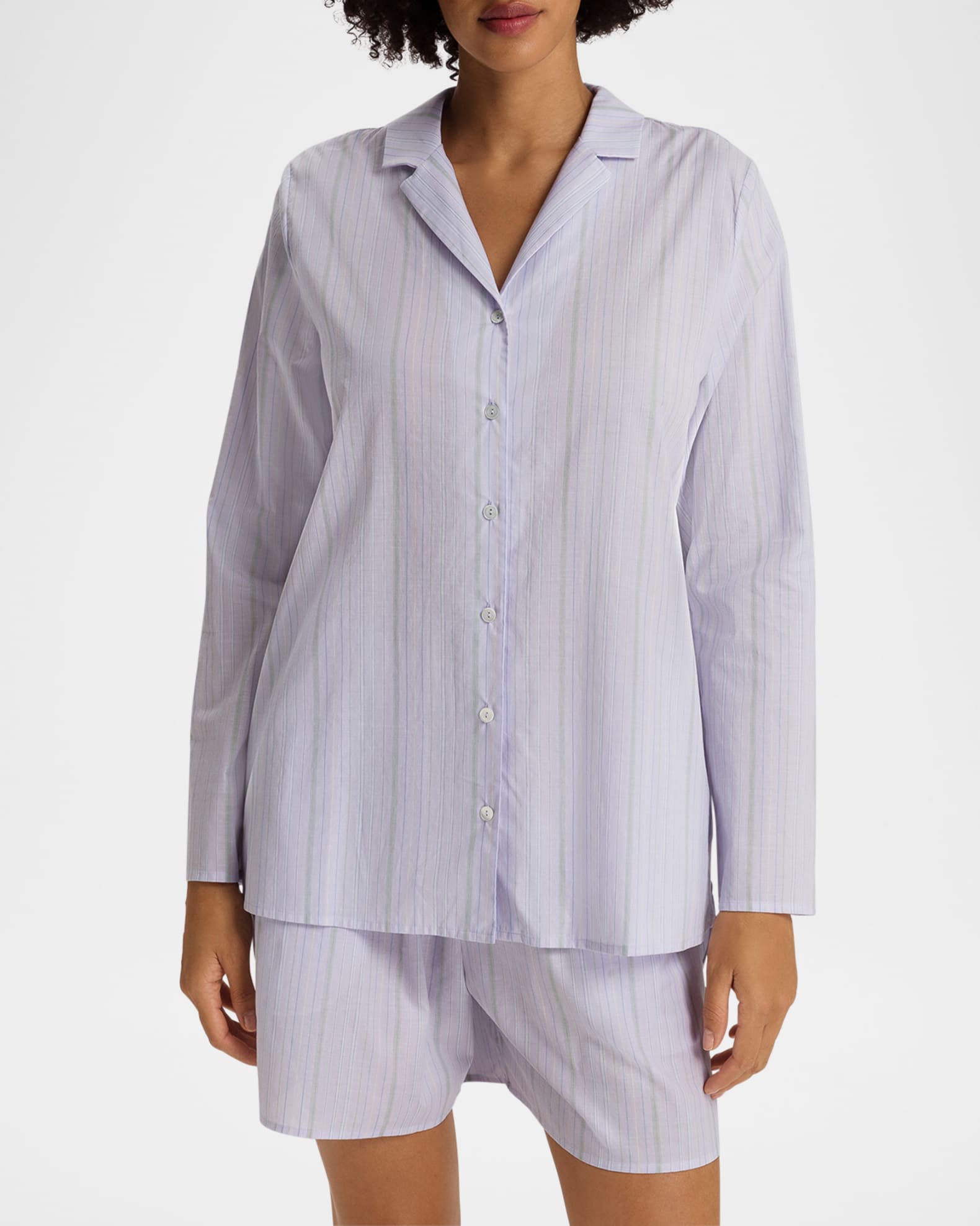 Striped Woven Cotton Sleep Shirt 1