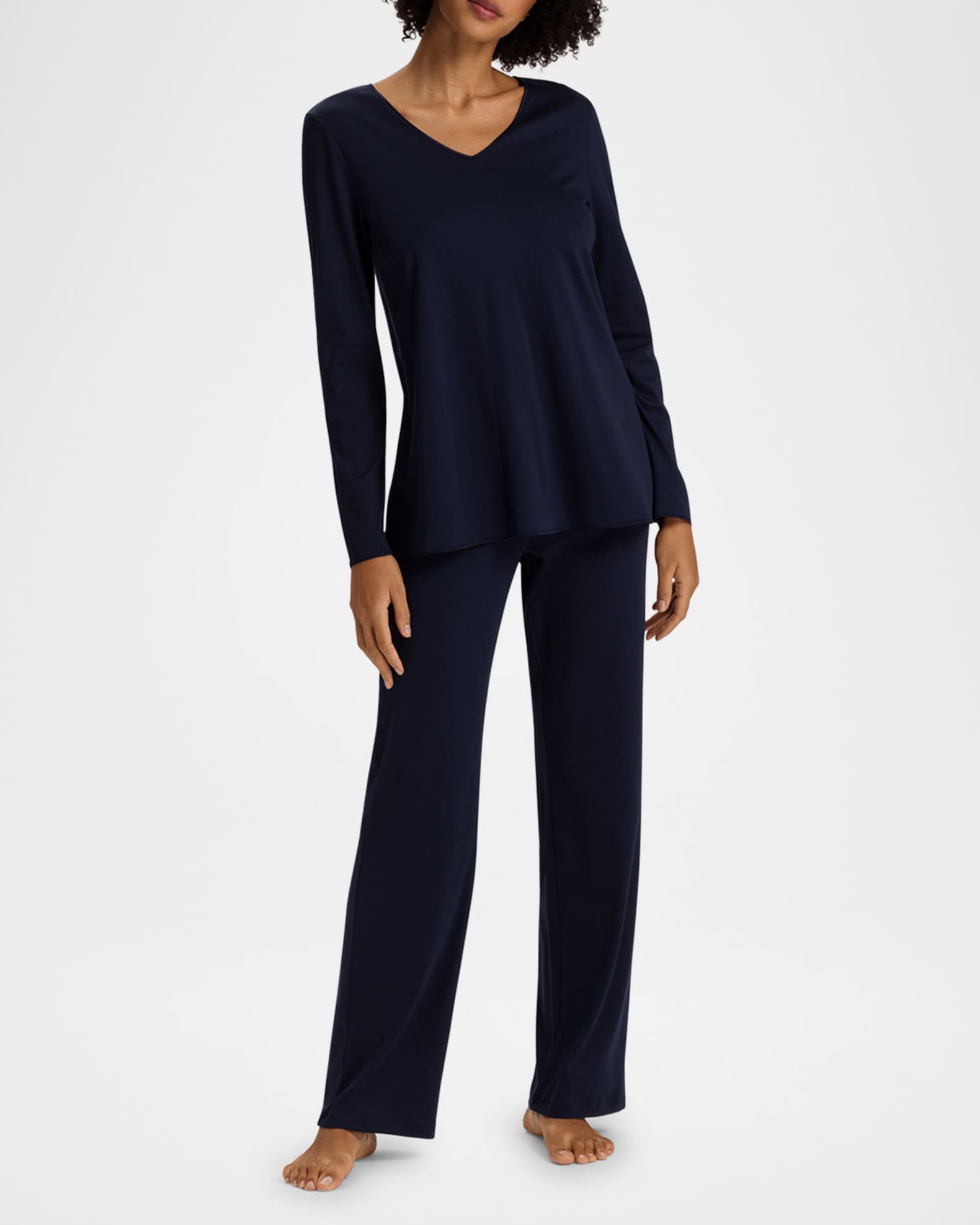 Silk-Trim Mercerized Cotton Pajama Set 1
