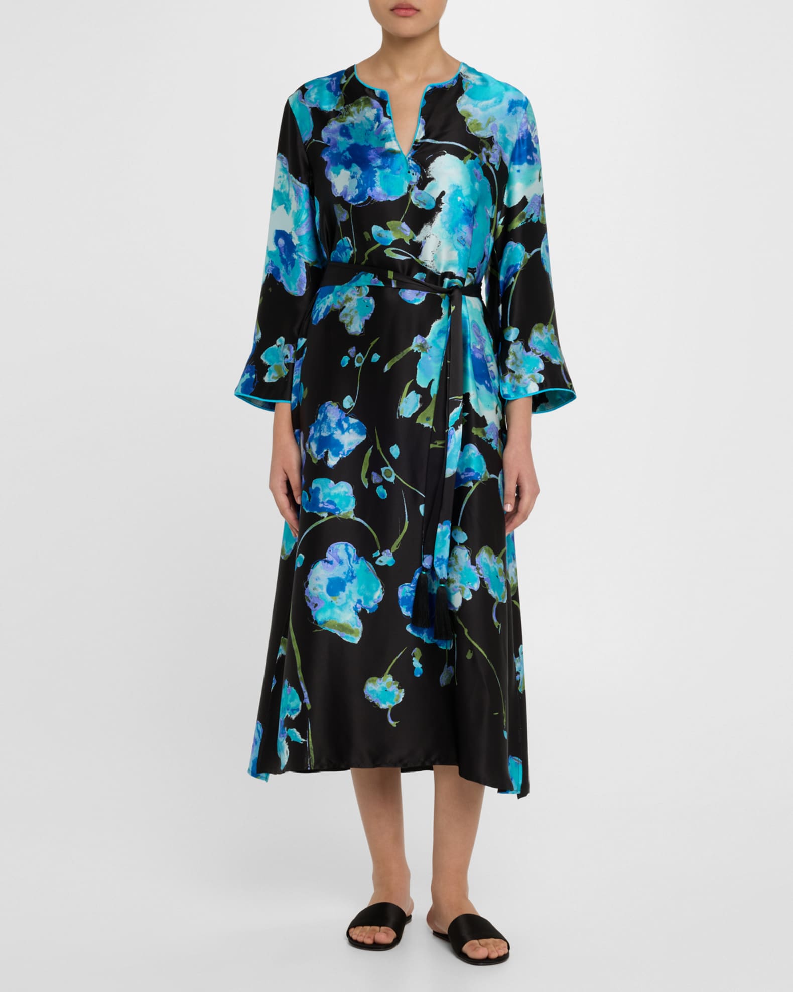 Sakura Matsuri Floral-Print Silk Midi Dress 1