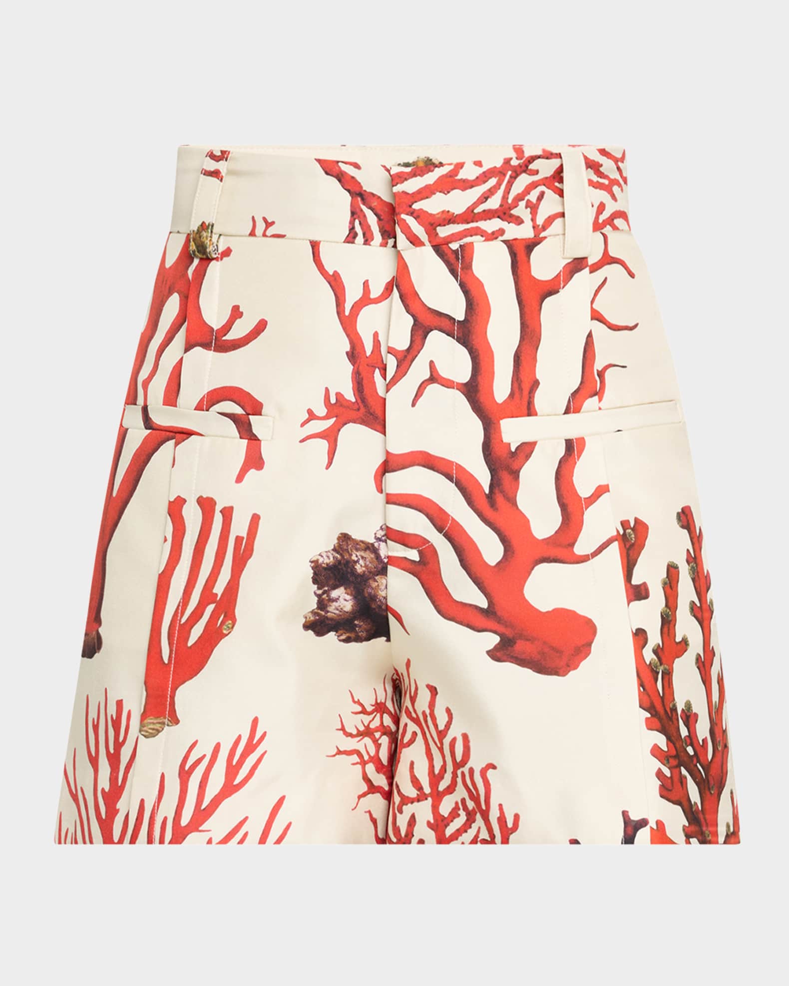 Venetian Coral High-Rise Silk Shorts 0