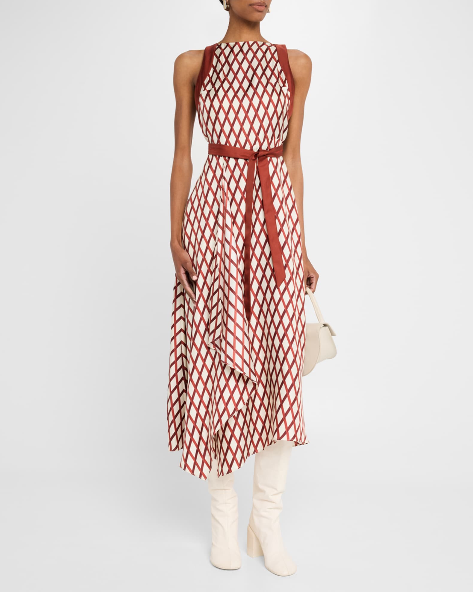 Sunita Diamond Print Backless Silk Twill Dress 1