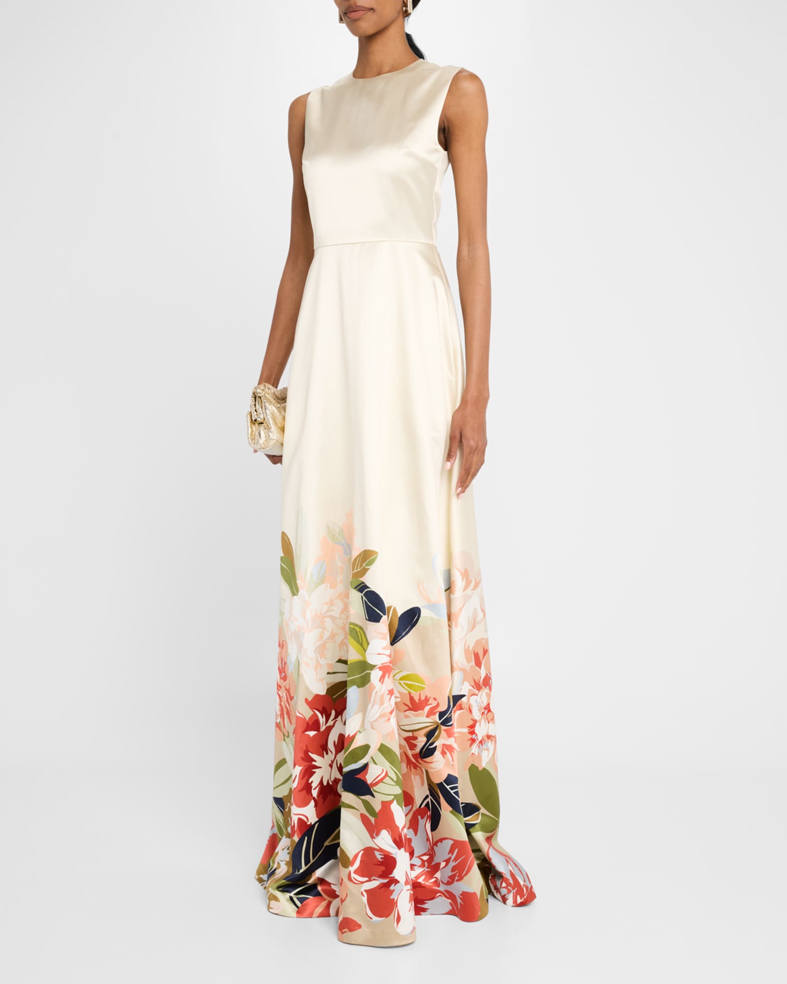 Alienor Floral Print Duchess Satin Dress 1