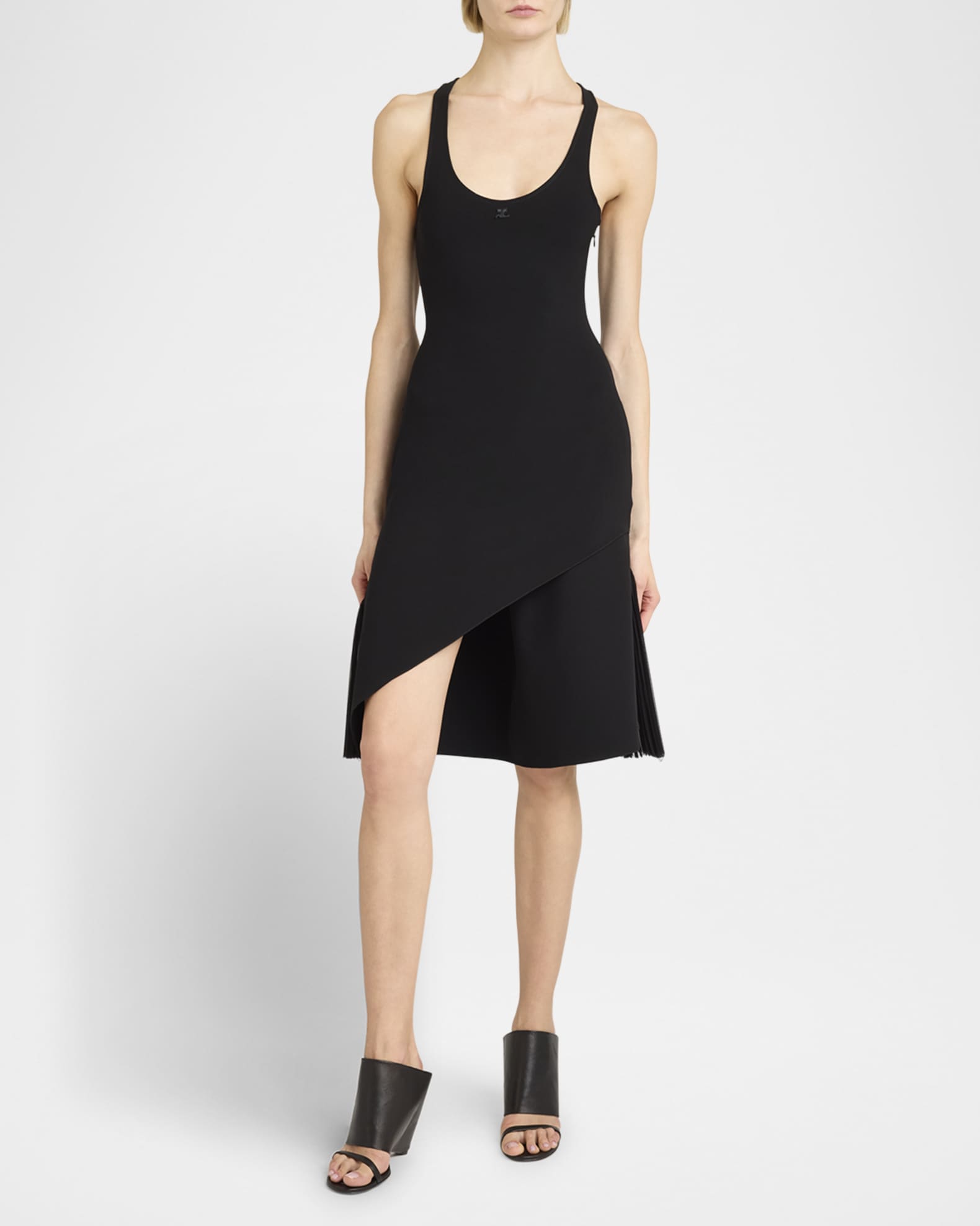 Courreges Infinity Pleats Crepe A-Line Dress | Neiman Marcus