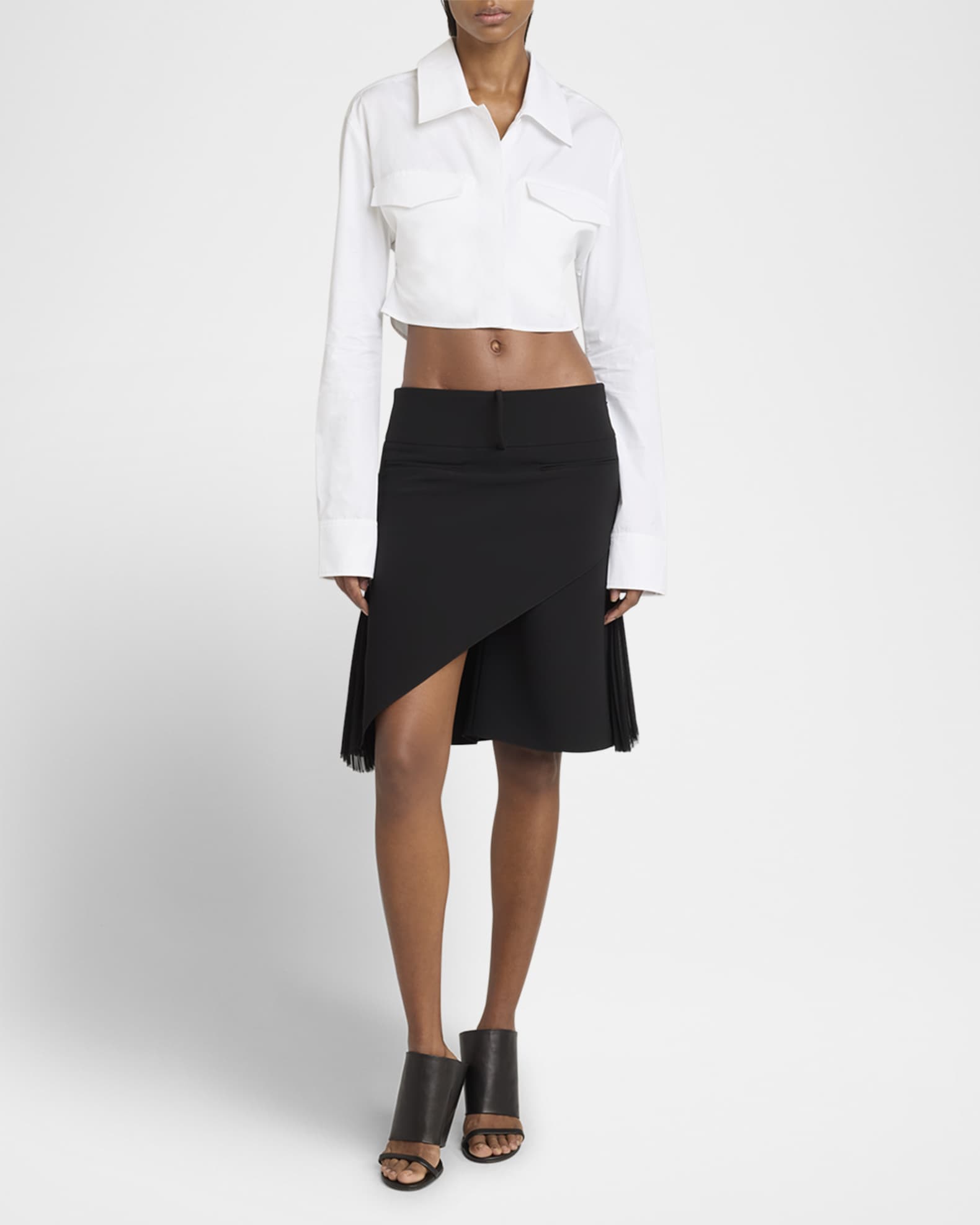 スカート COURREGES SKIRT Courreges Asymmetric Infinity Pleats Crepe Skirt | Neiman Marcus