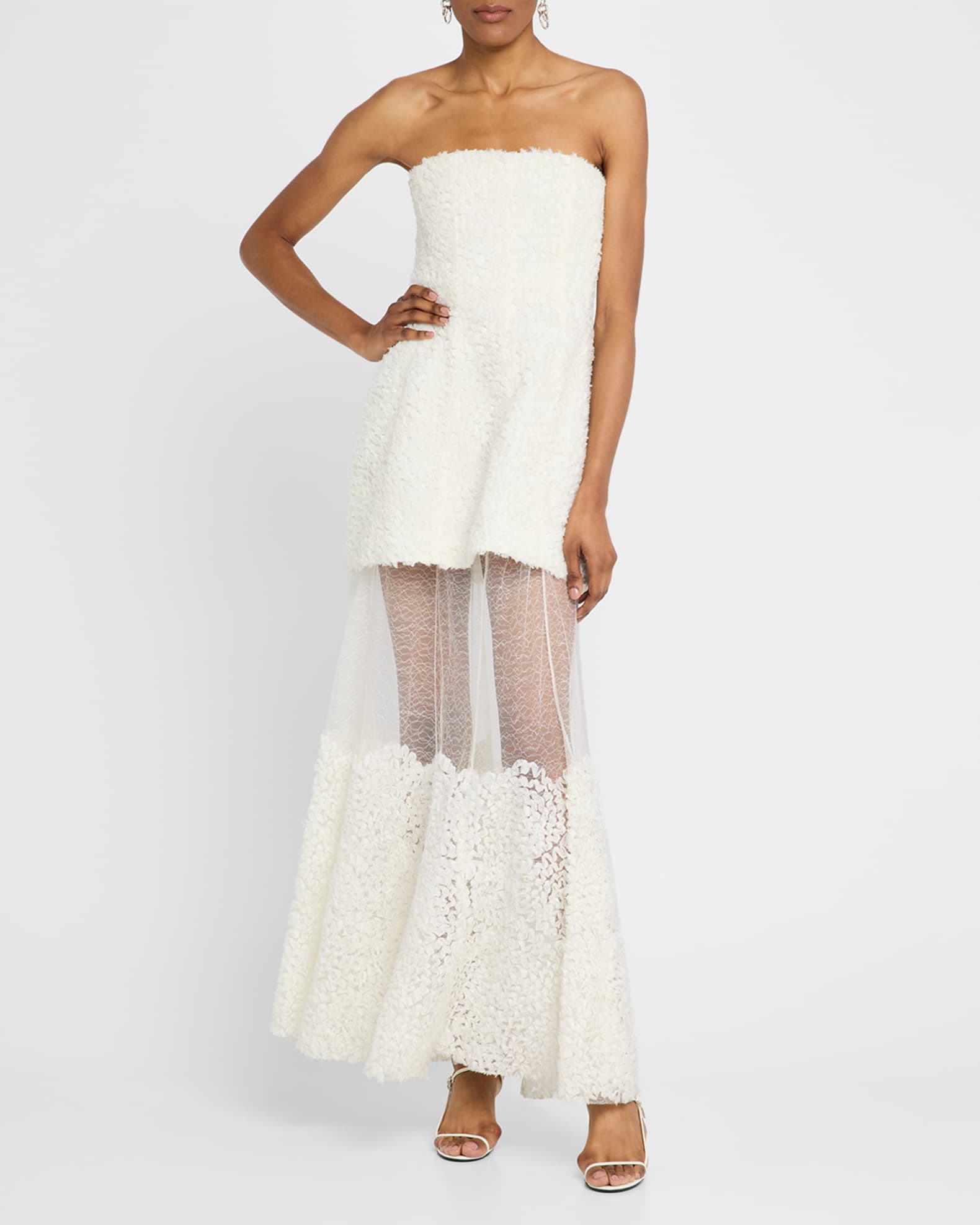 Wilma Sheer Hem Strapless Midi Dress Butter main image 1