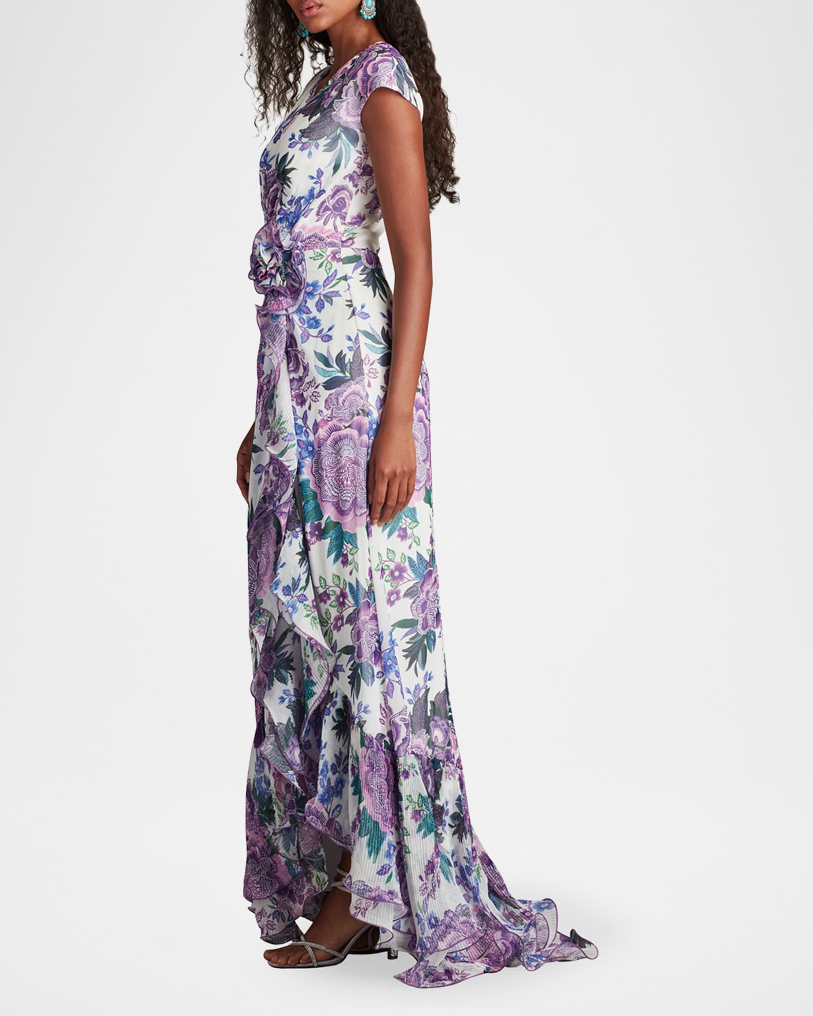 最高級 Tadashi Shoji Marcus Neiman | Gown Ruffle Floral-Print ワンピース