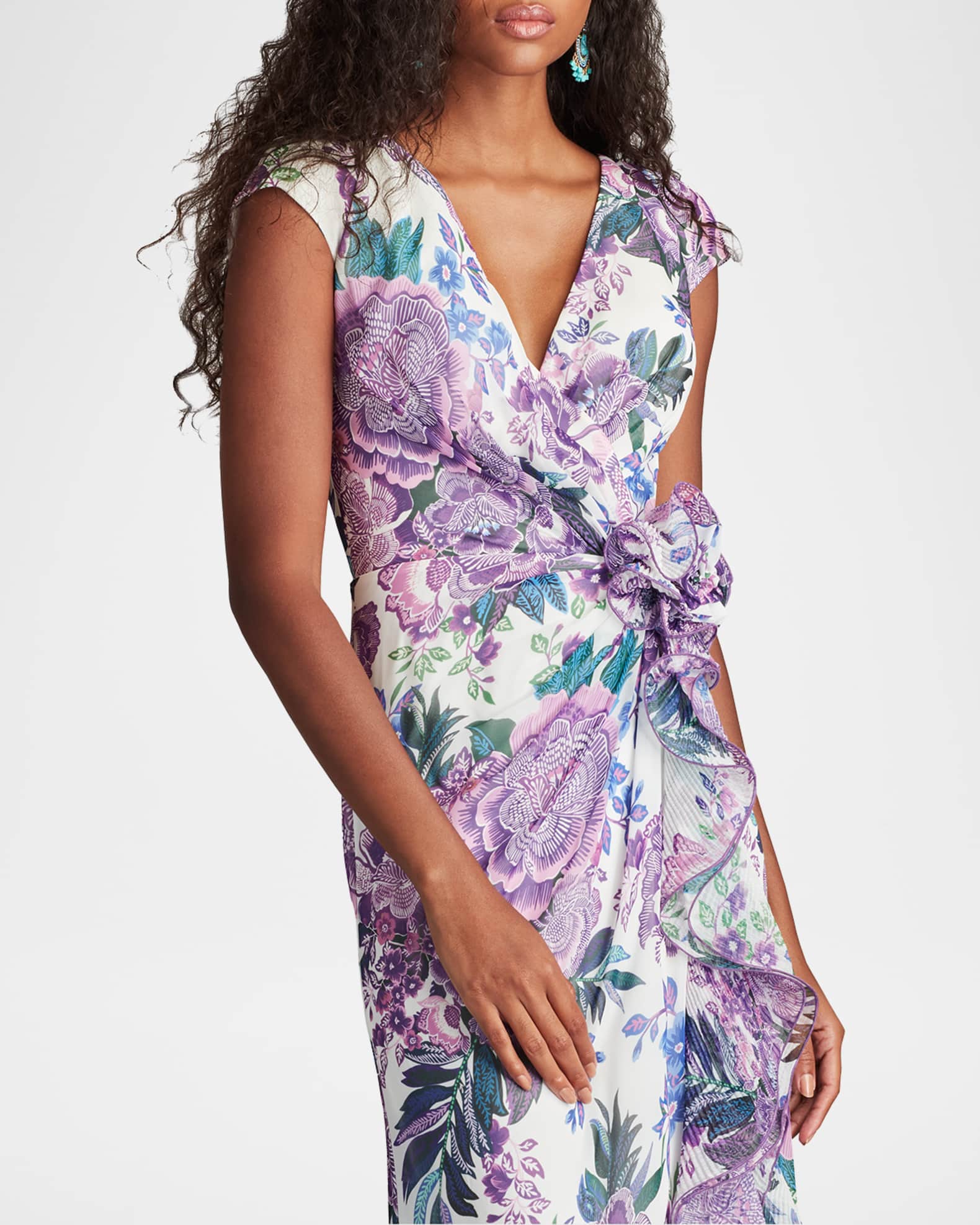 【超新作】 Shoji Tadashi Floral-Print Marcus Neiman | Gown Ruffle ワンピース