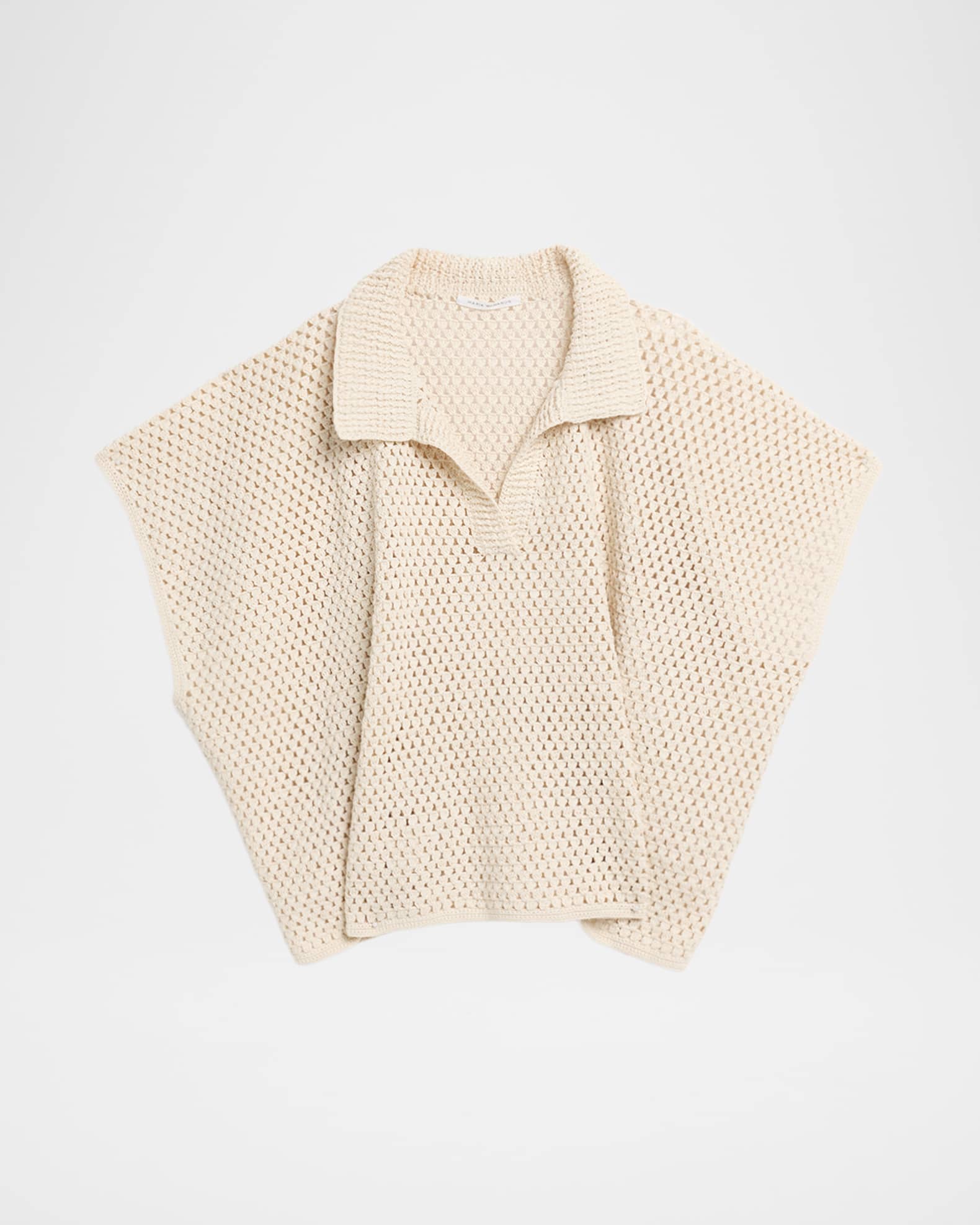 Hand Crochet Short-Sleeve Cape Polo Sweater 0