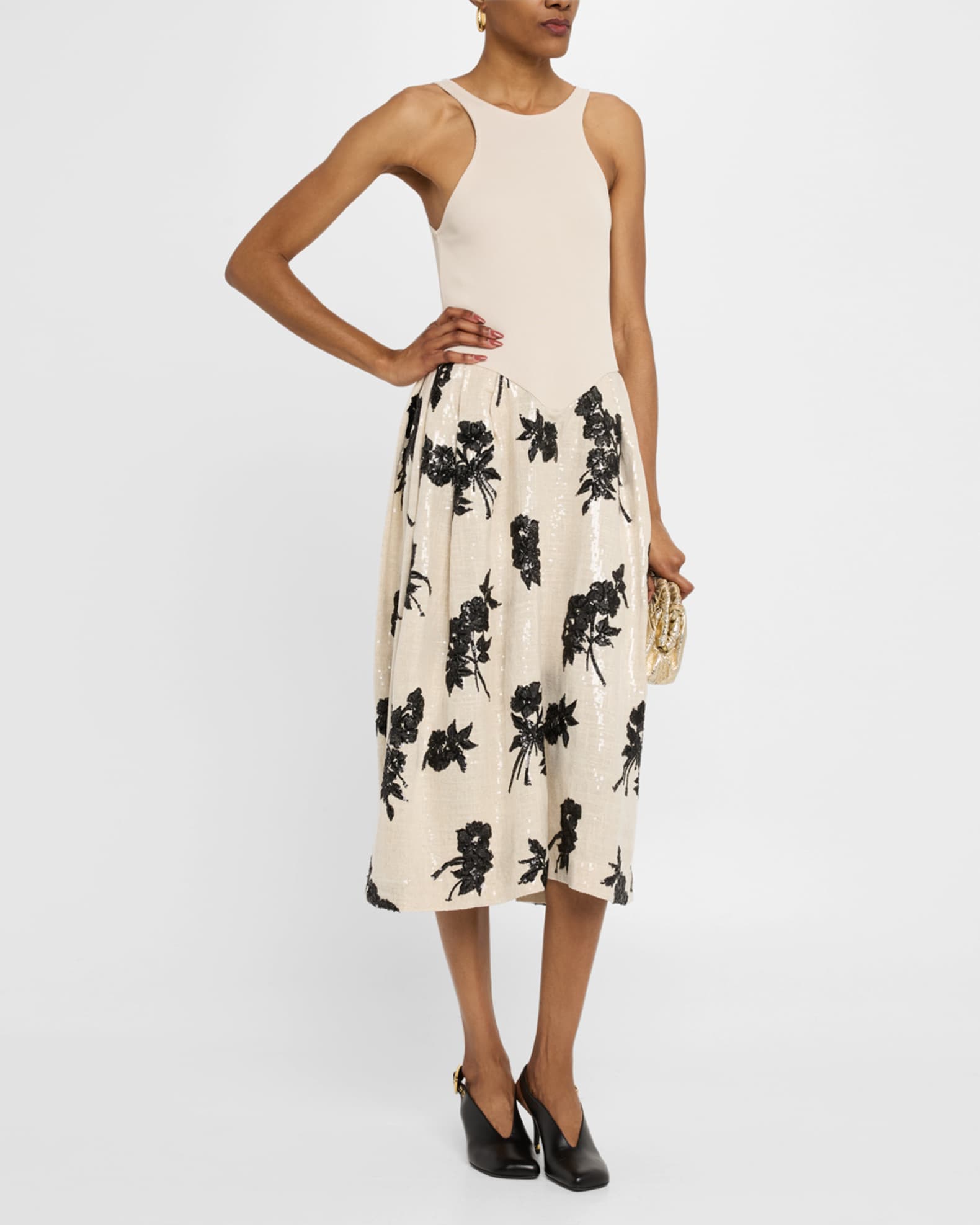 Sequined Rib-Jersey Midi Tank Dress  1