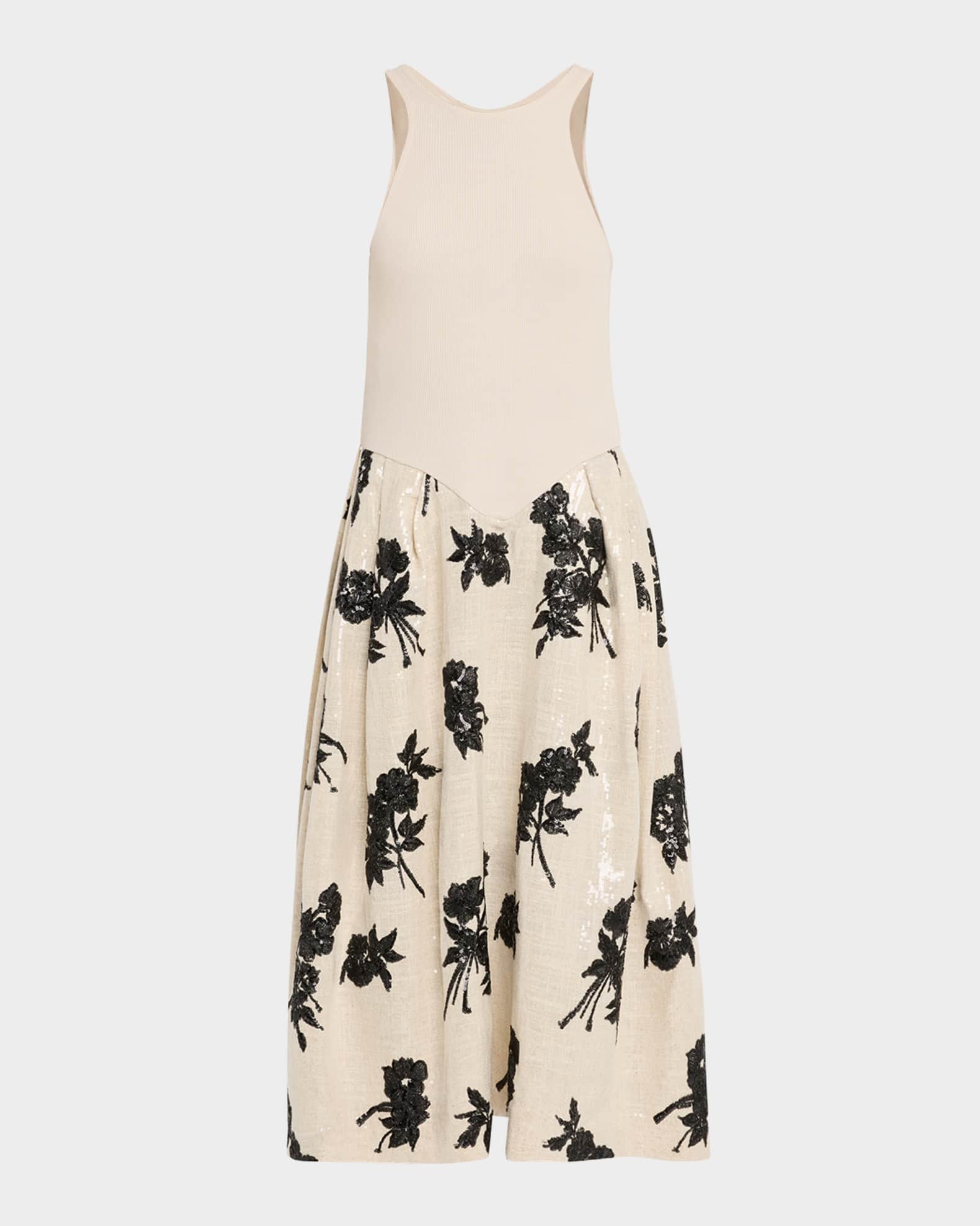 Sequined Rib-Jersey Midi Tank Dress  0