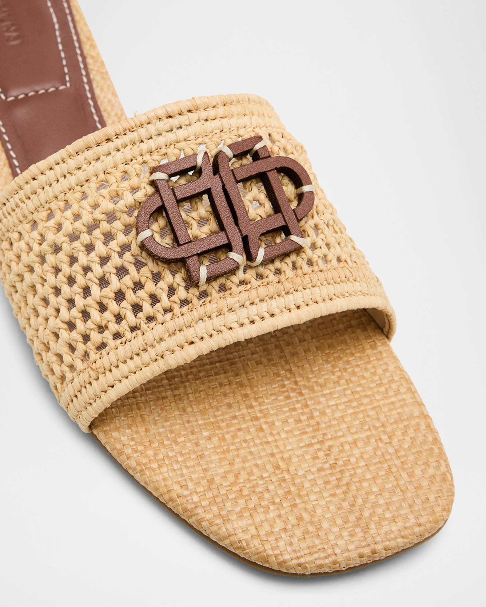 Mccall Laser Cut Leather Flat Slide Cream - Simkhai