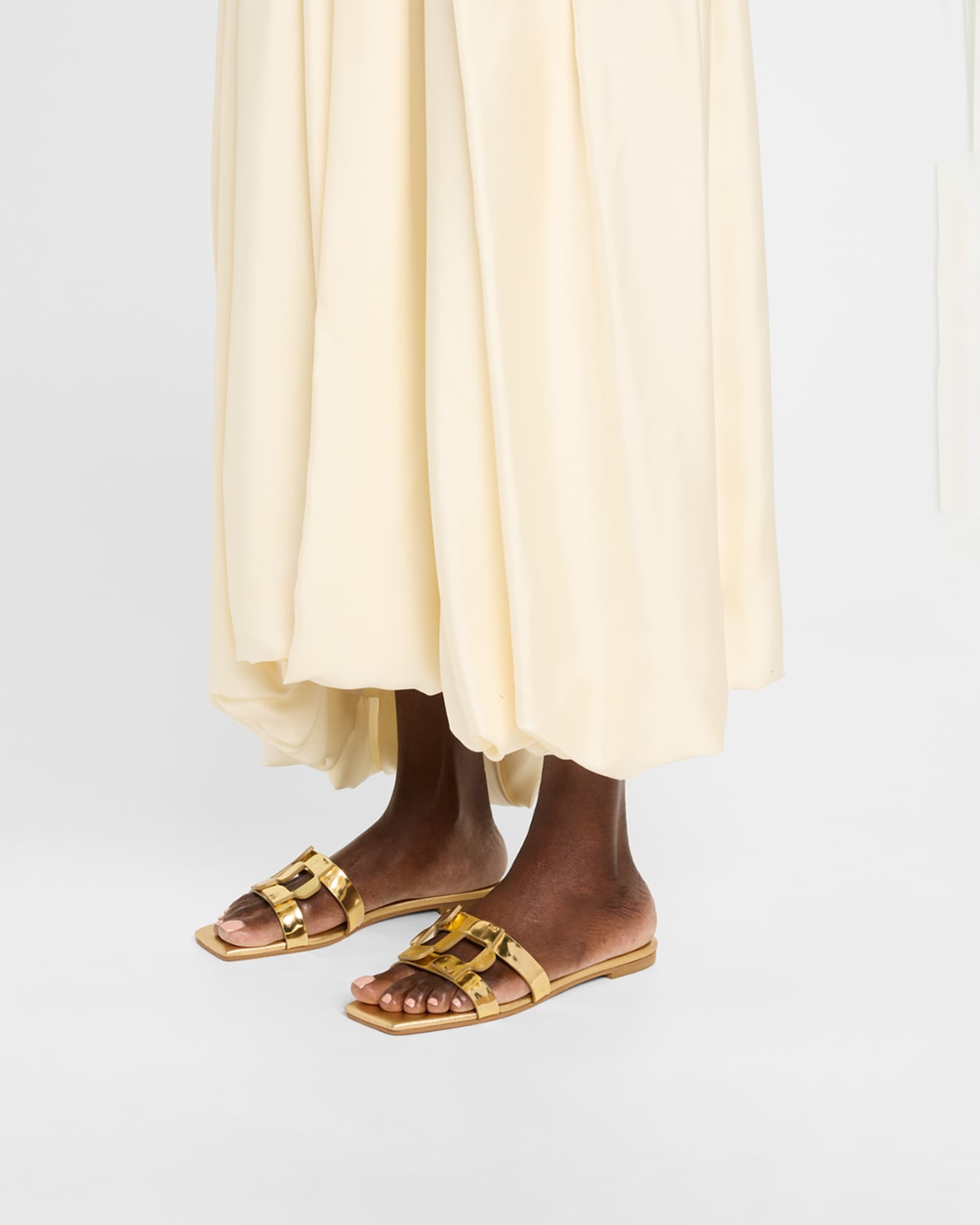 Metallic Monogram Flat Slide Sandals 1