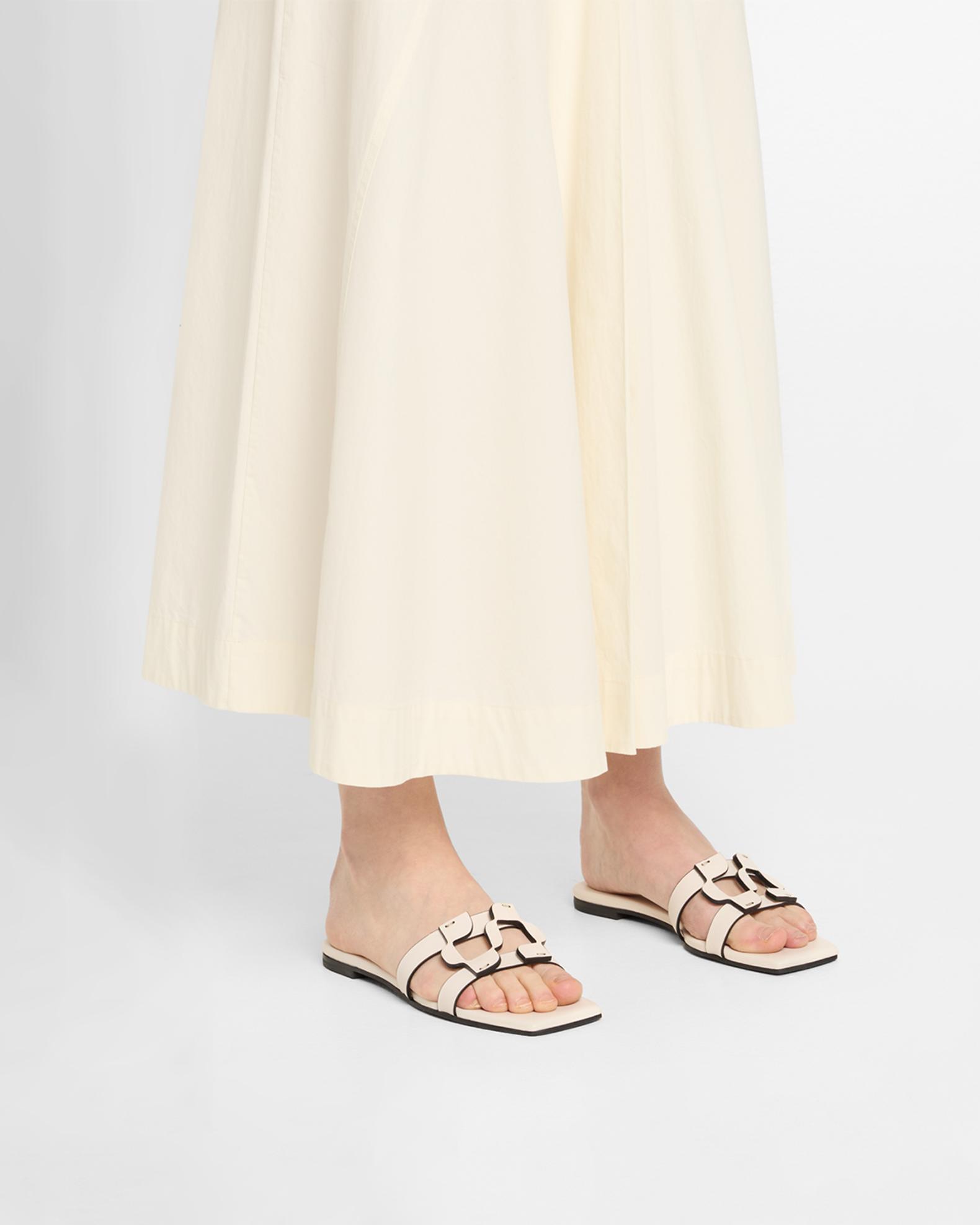 SIMKHAI Leather Monogram Flat Slide Sandals | Neiman Marcus