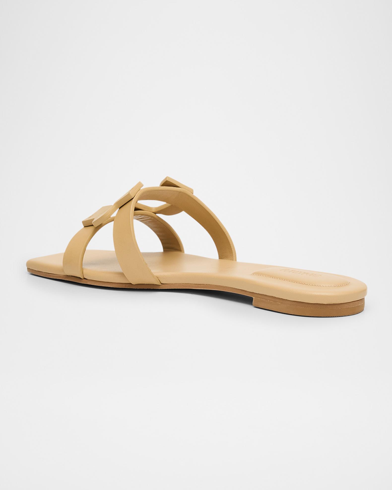 Mccall Laser Cut Leather Flat Slide Black - Simkhai