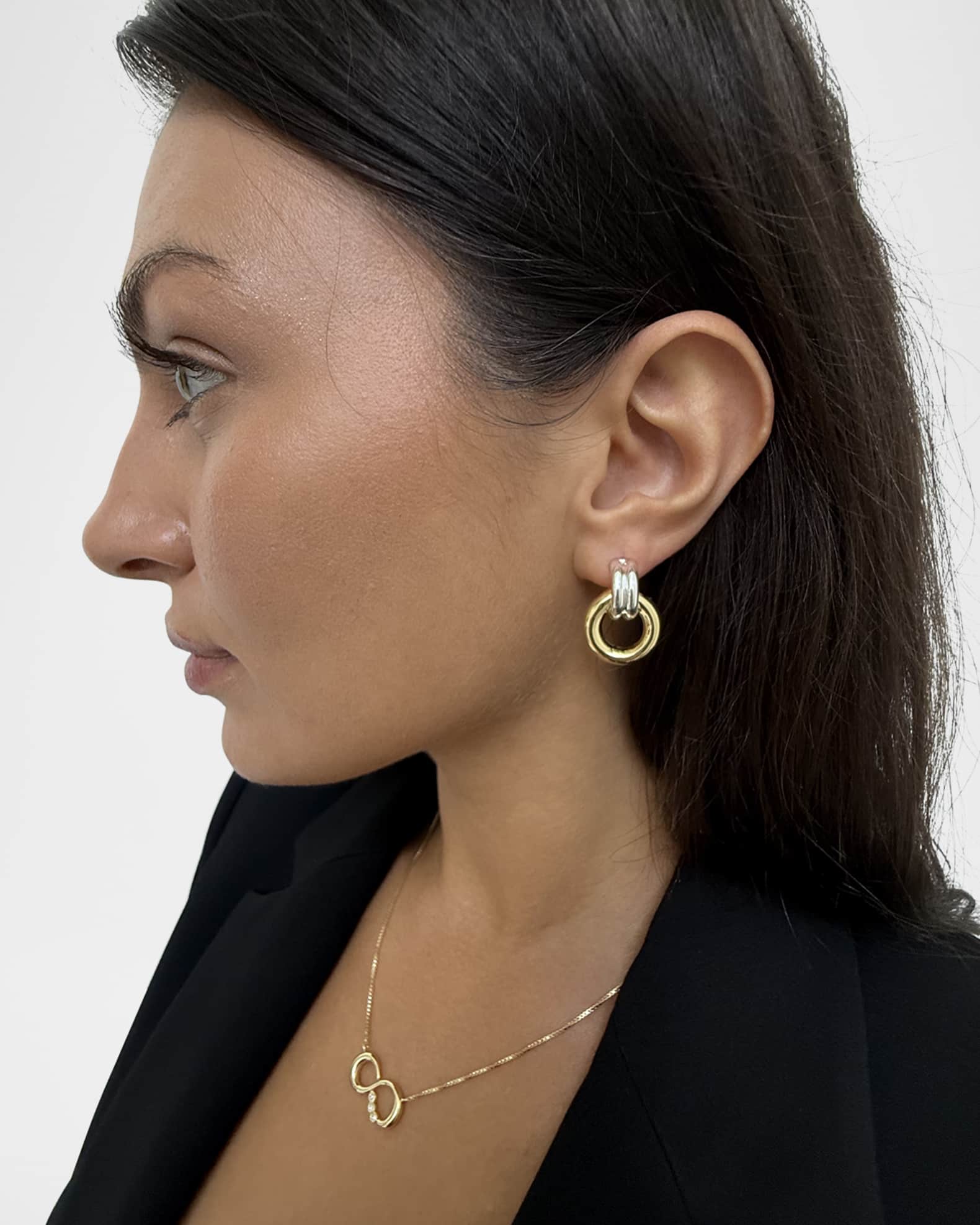Gina Fluted Double Hoop Mini Earrings 1