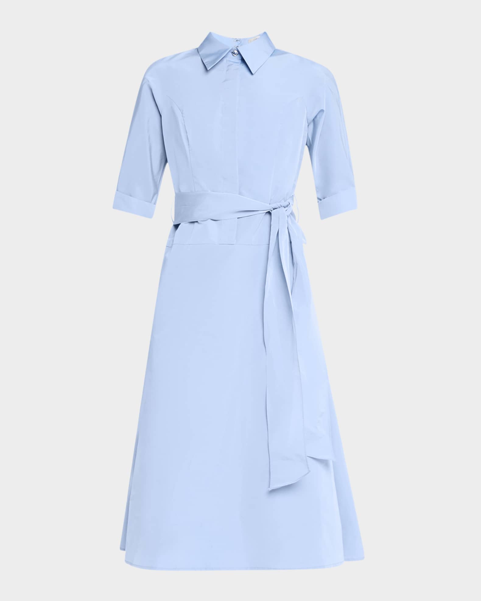 Drop Waist Taffeta Shirtdress 0