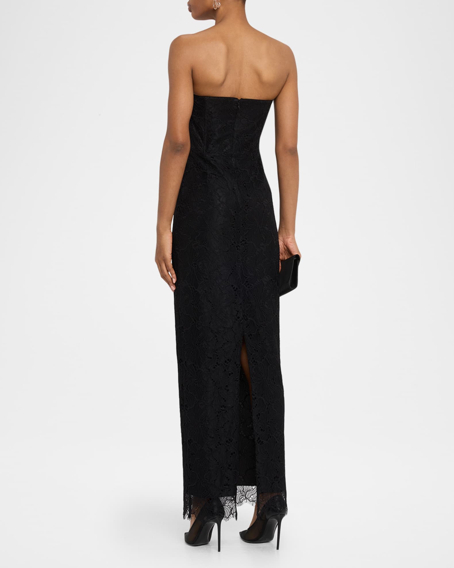 BCBGMAXAZRIA Strapless Floral Lace Column Gown | Neiman Marcus