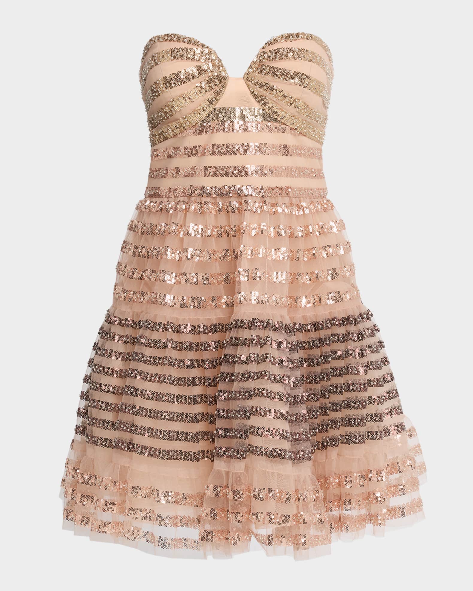 BCBGMAXAZRIA Strapless Ombre Sequin Mini Dress | Neiman Marcus