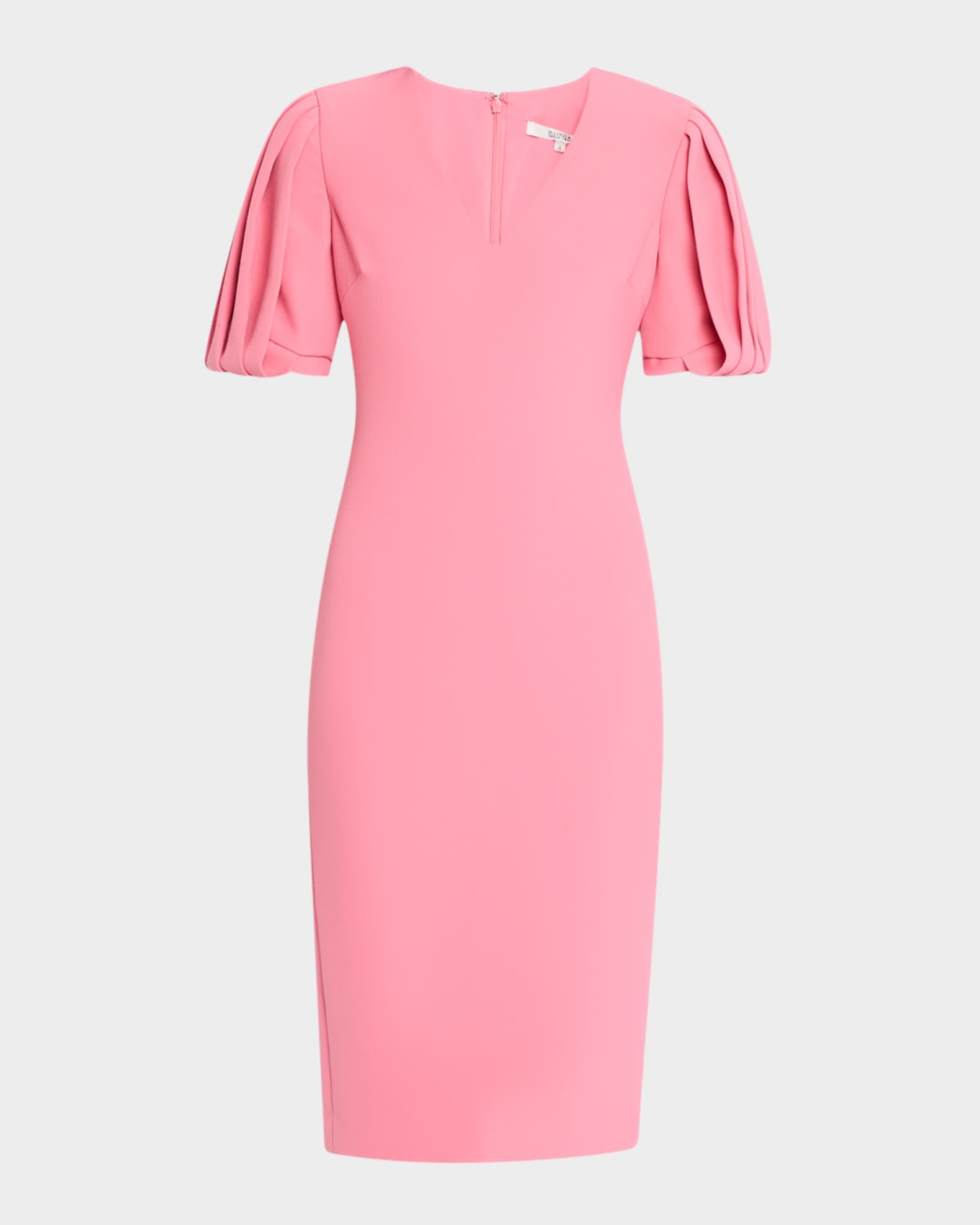 Pleated-Sleeve Bodycon Midi Dress 0