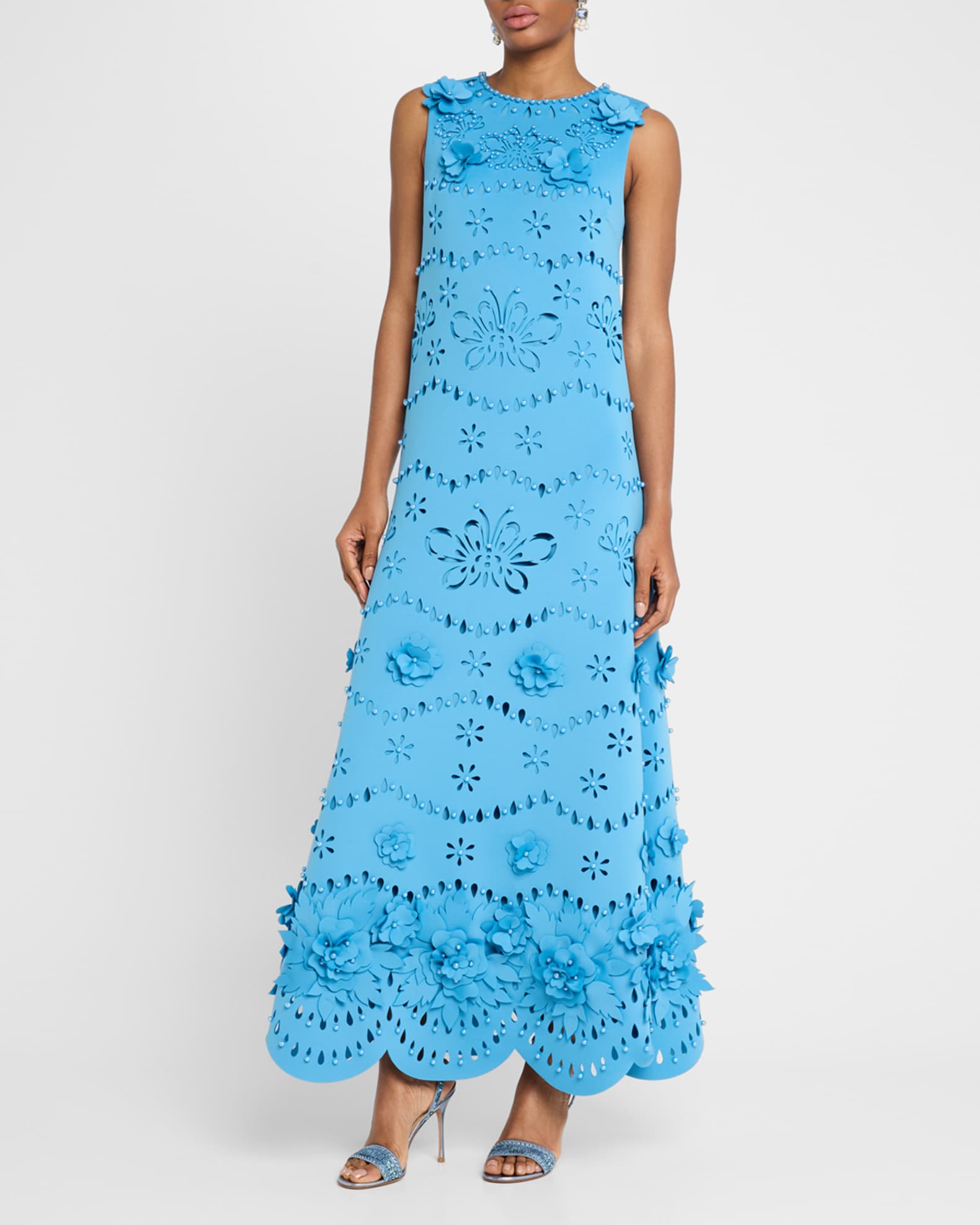 Cutout Beaded Floral Applique Gown 1