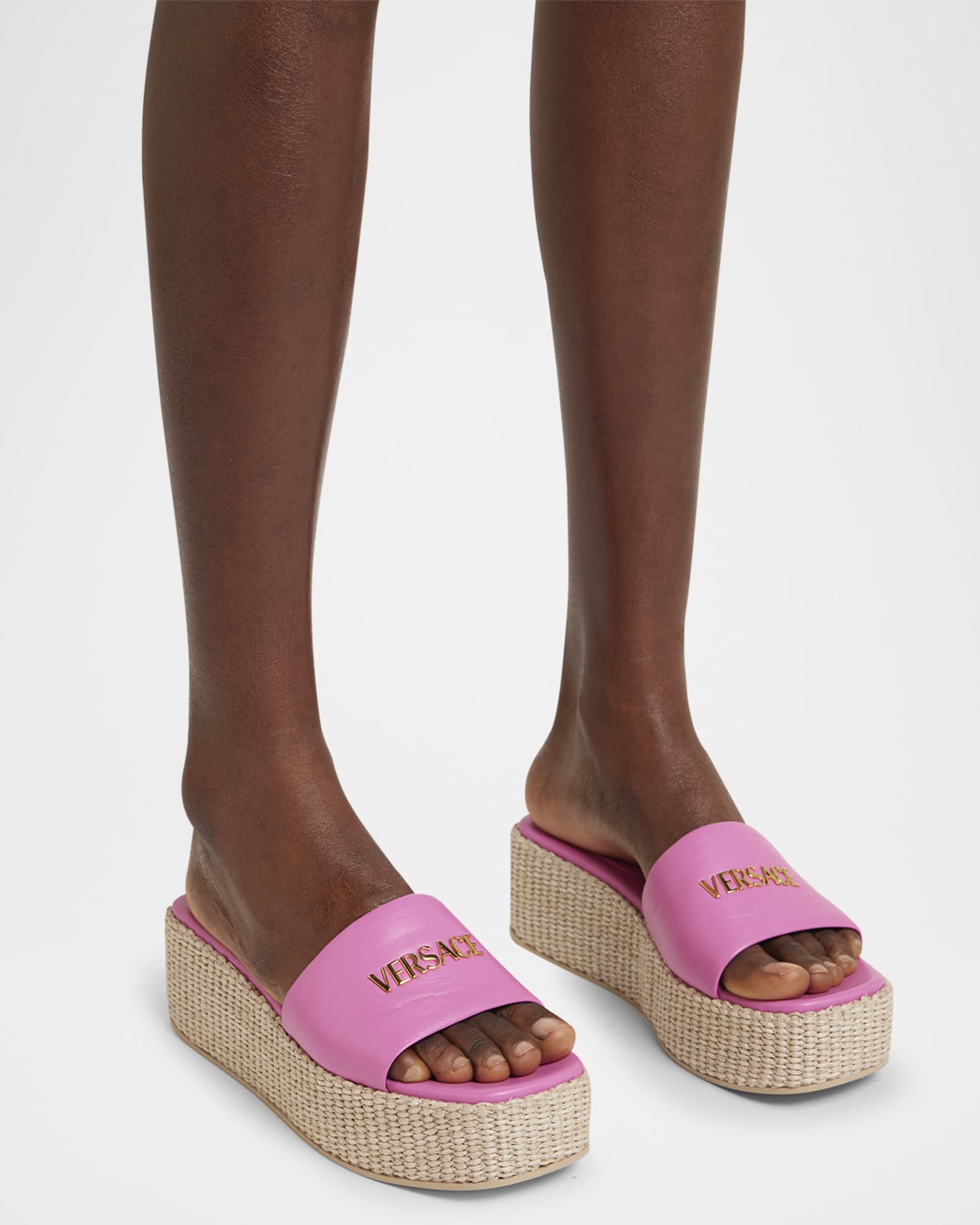 Tag Platform Lambskin Leather Mules 1