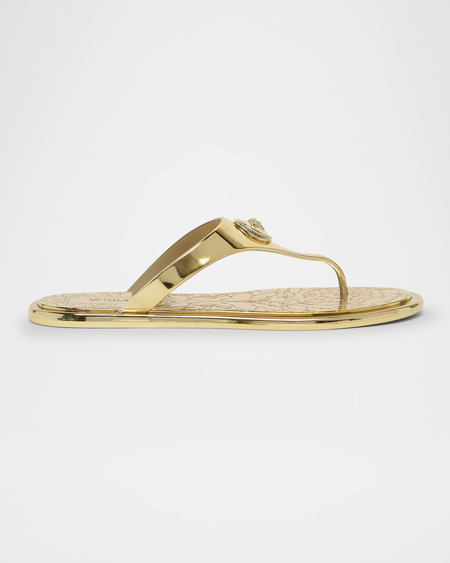 【関税&送料込】Versace Alia Flat Rubber Sandals Alia Rubber Flat Sandals Black,Gold | VERSACE US