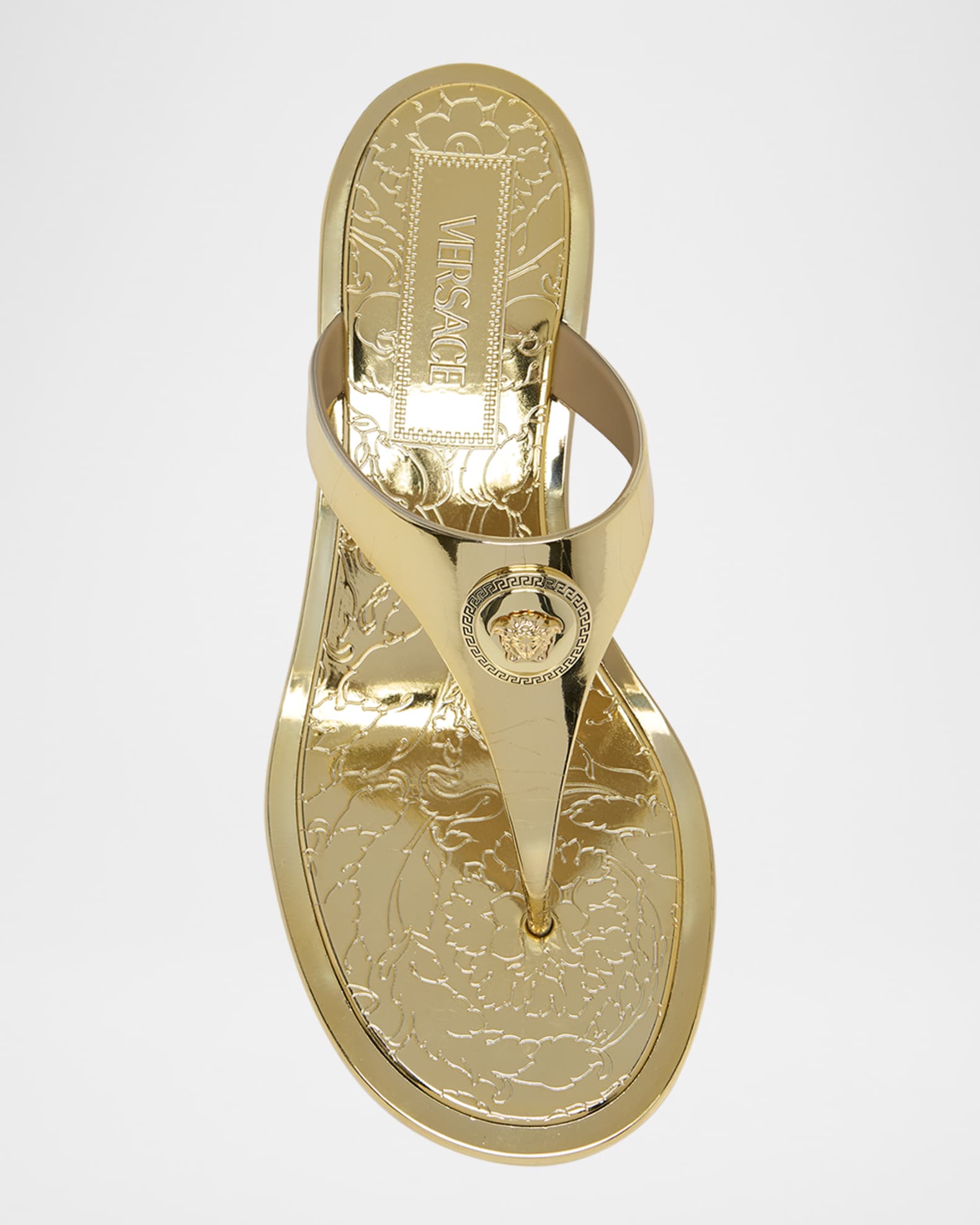 サンダル・ミュール VERSACE ALIA RUBBER THONG SANDALS Versace Alia Medusa Rubber Thong Sandals | Neiman Marcus
